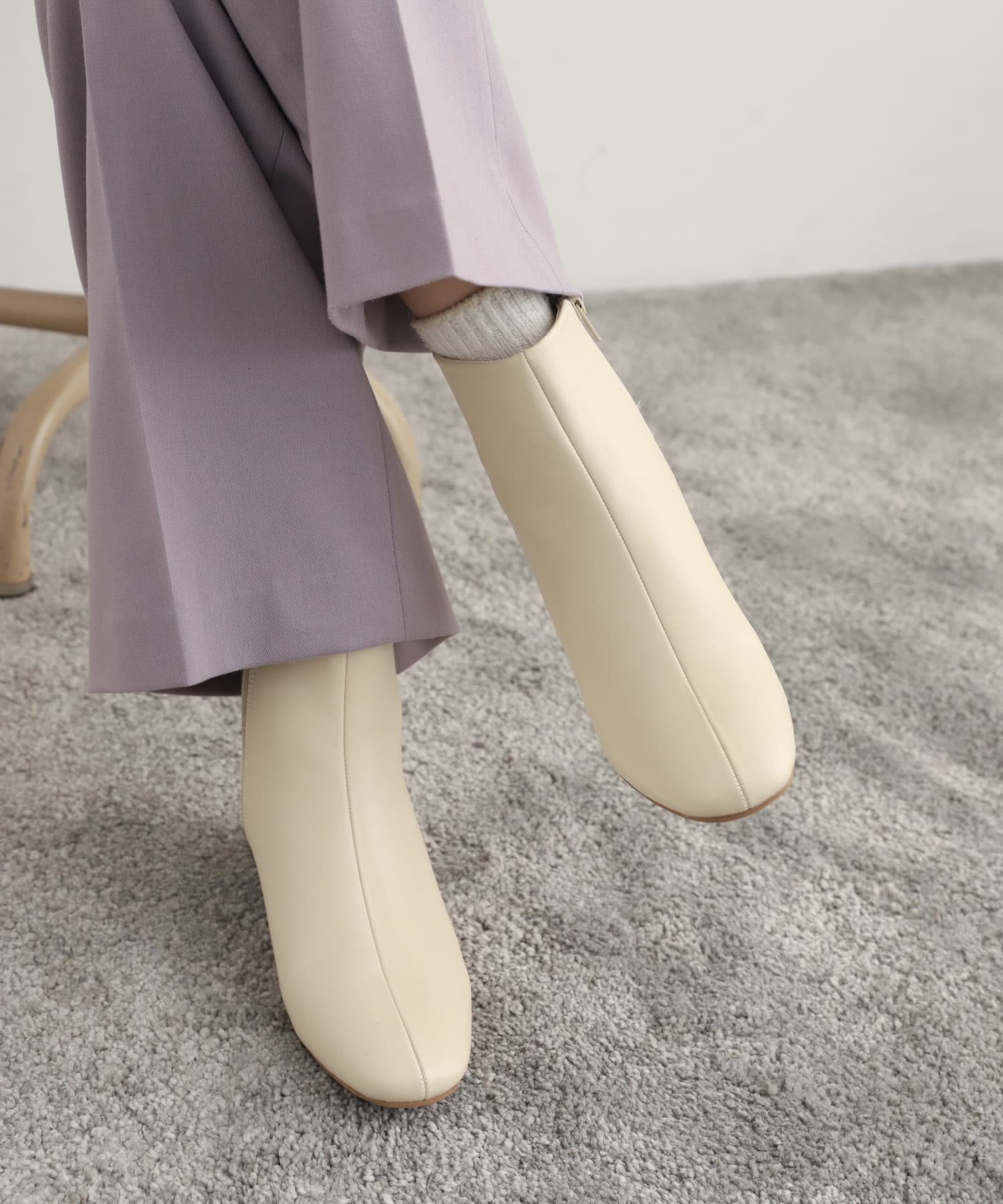 ラウンドトゥブーツ CREAM 36