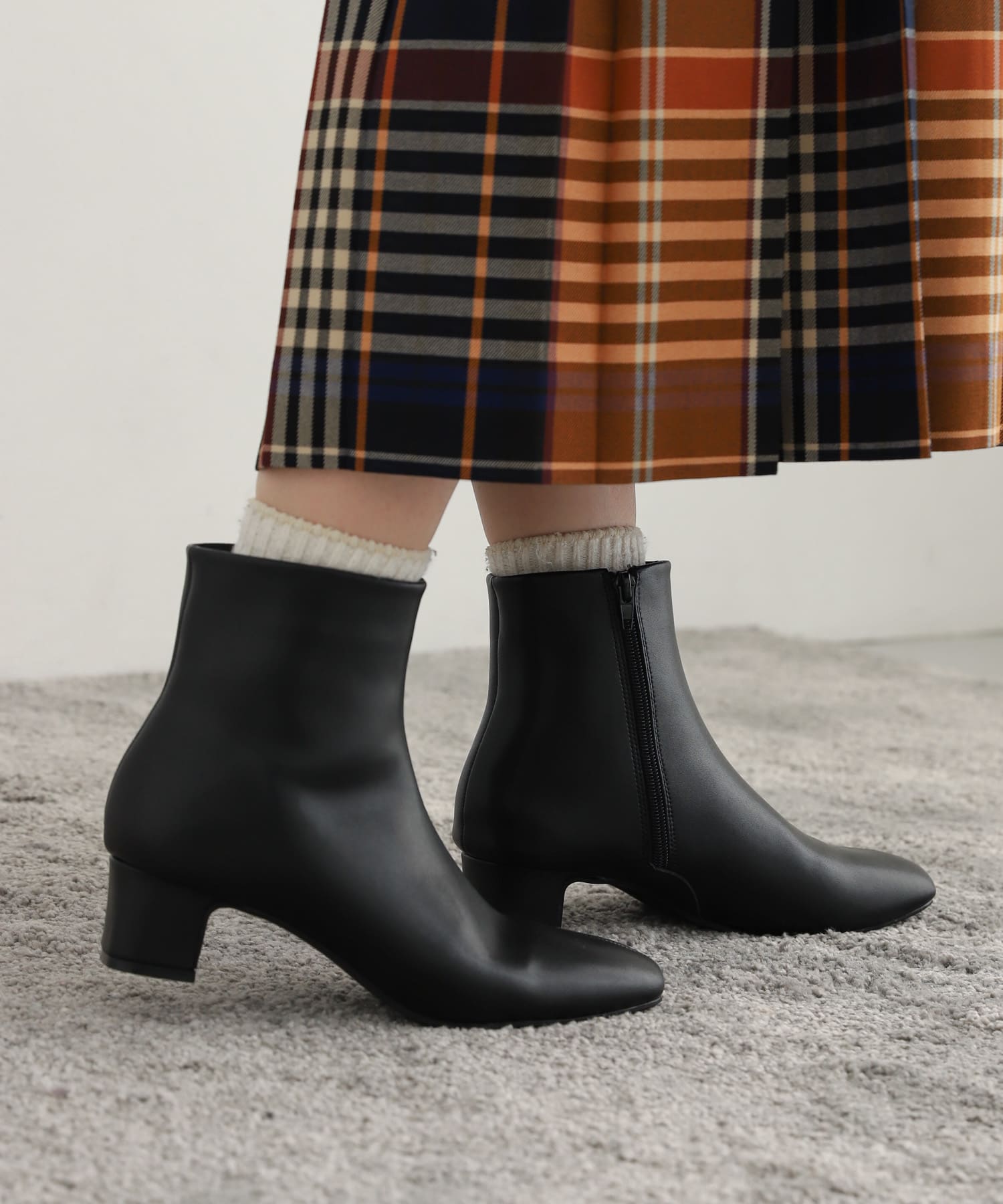 ラウンドトゥブーツ BLACK 36