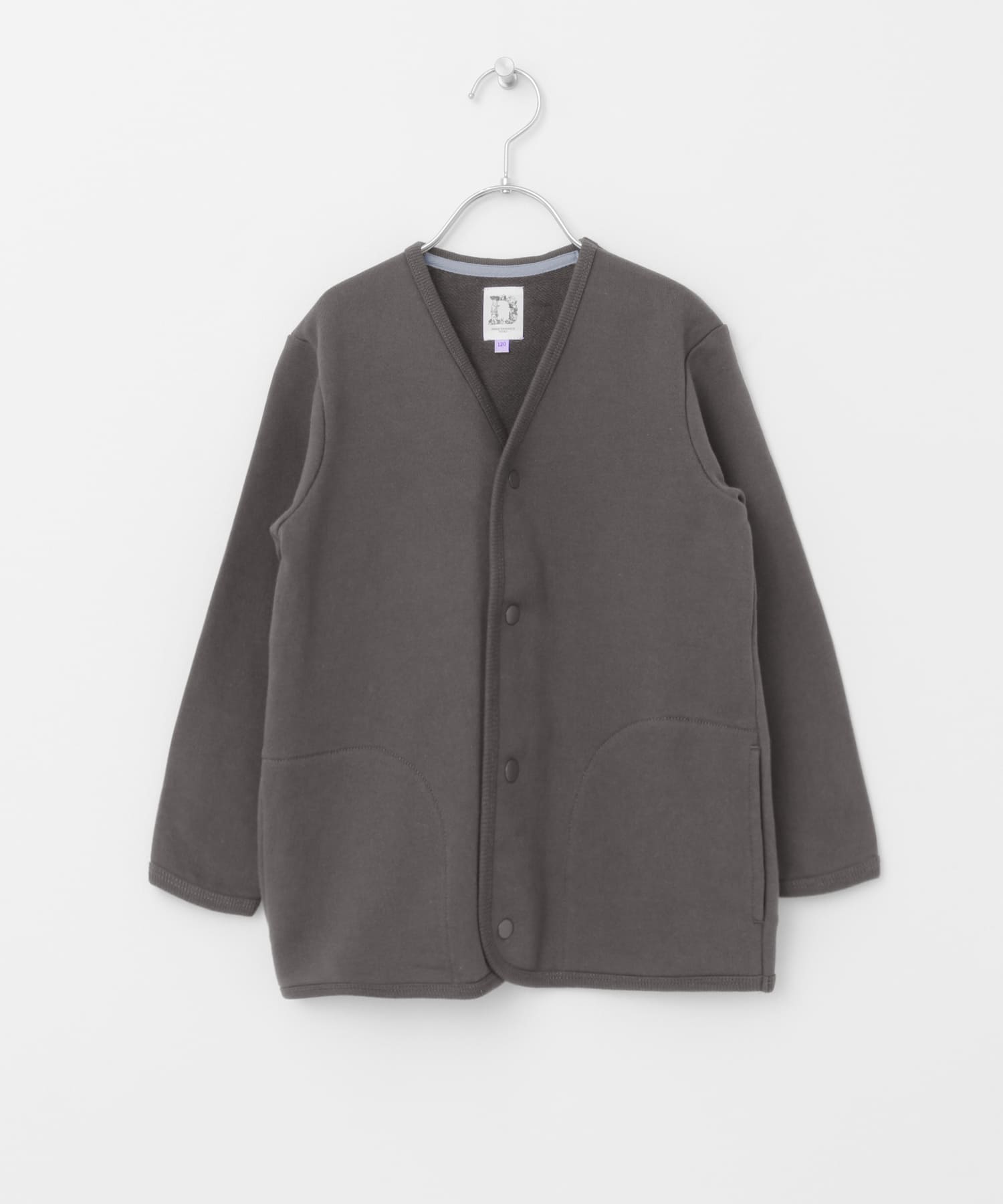 裏毛Vネックカーディガン(KIDS) CHARCOAL 105