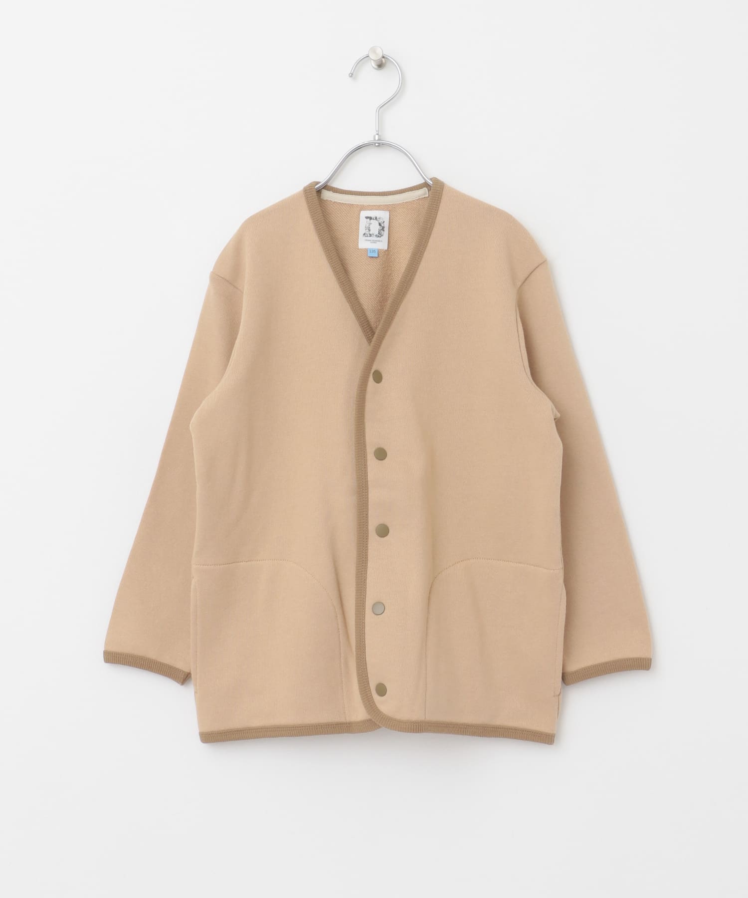 裏毛Vネックカーディガン(KIDS) BEIGE 105
