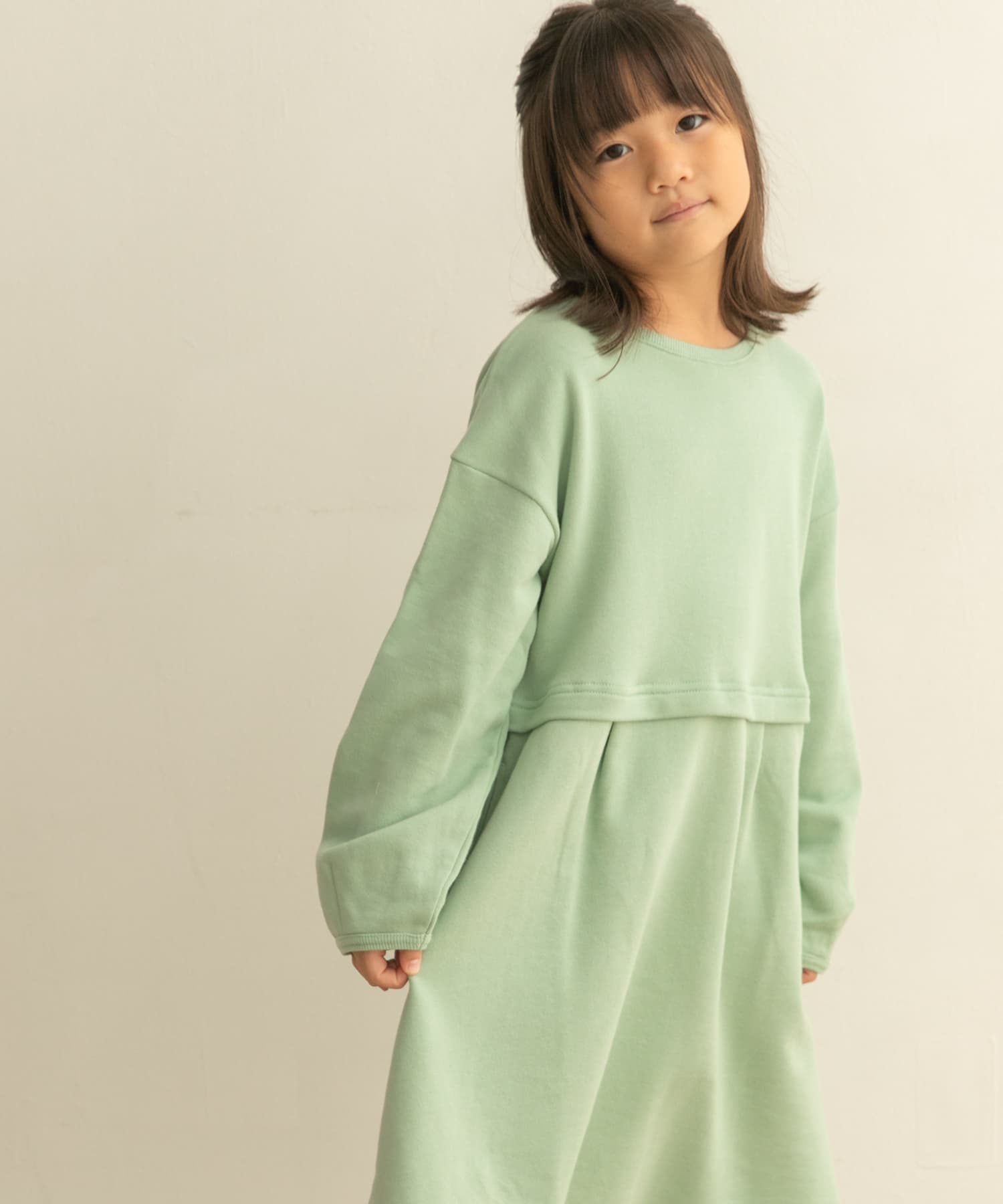 裏毛セットアップ風ワンピース(KIDS) MINT 105
