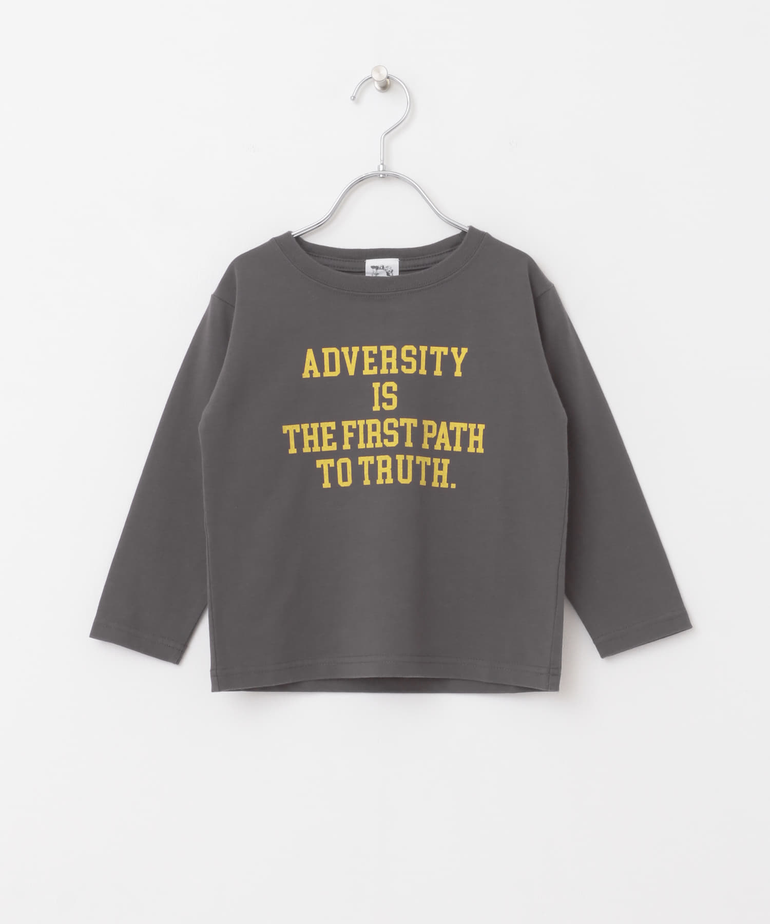 『親子リンク』オーガニックコットンロゴロングTシャツ(KIDS) CGY×YEL 105