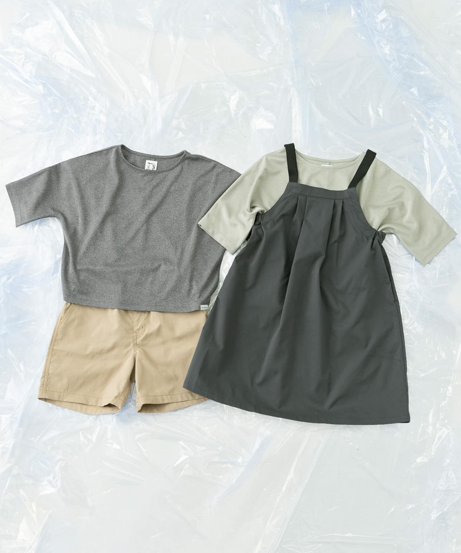 『親子リンク』add fabrics ドルマンTシャツ(KIDS) GRAY 120