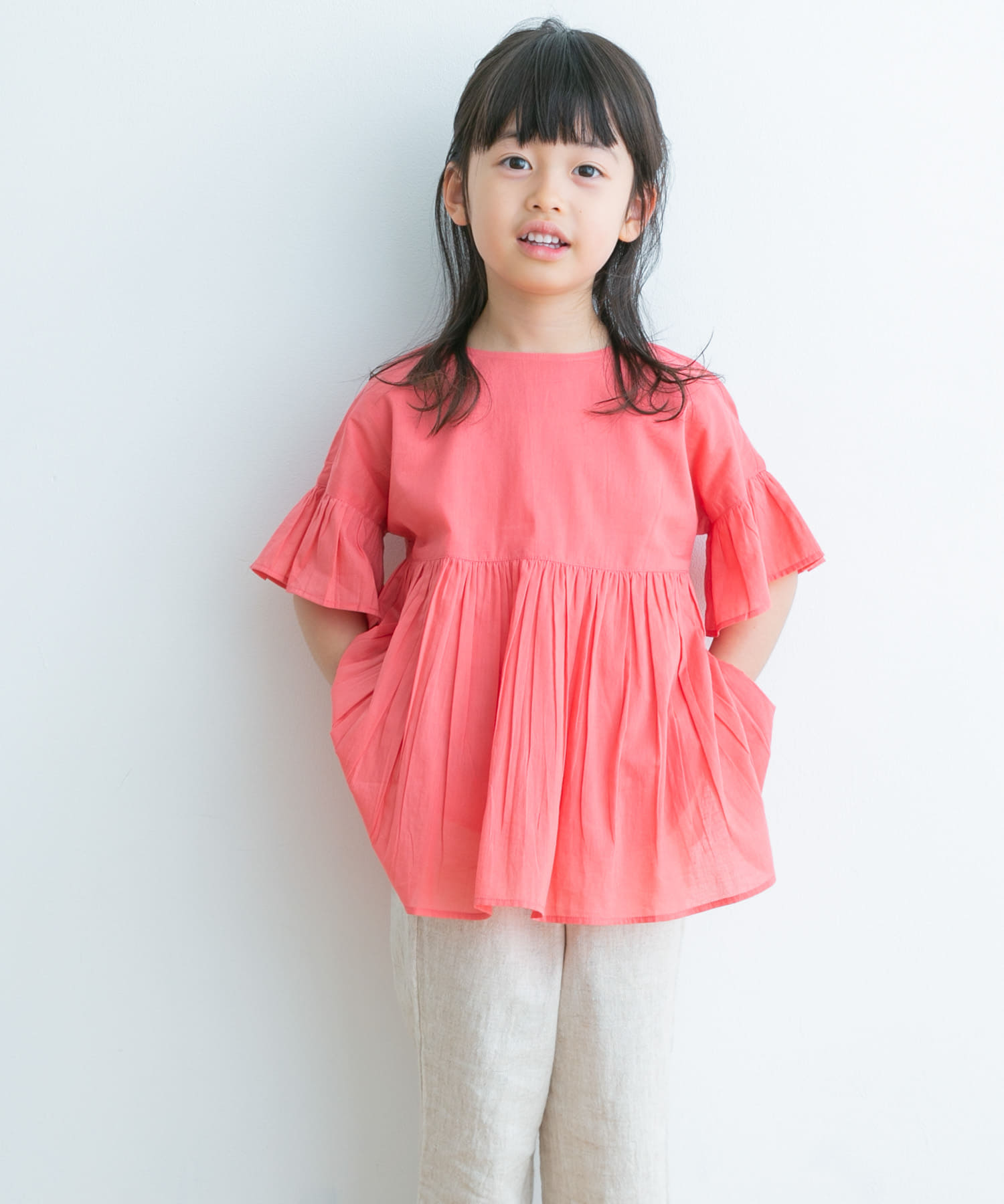 『親子リンク』コットンボイルフリルブラウス(KIDS)