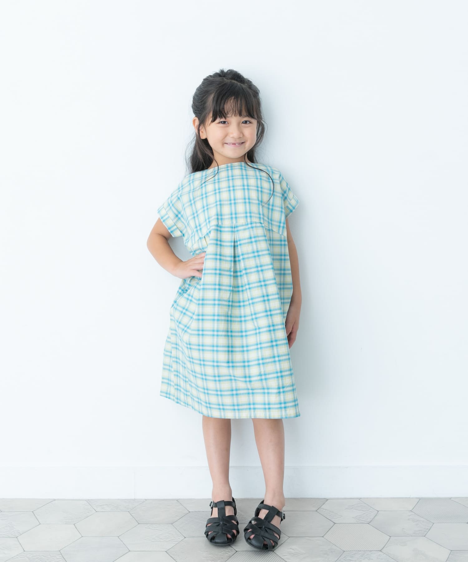 カラーチェックワンピース(KIDS)(105 BLUE): キッズ｜URBAN