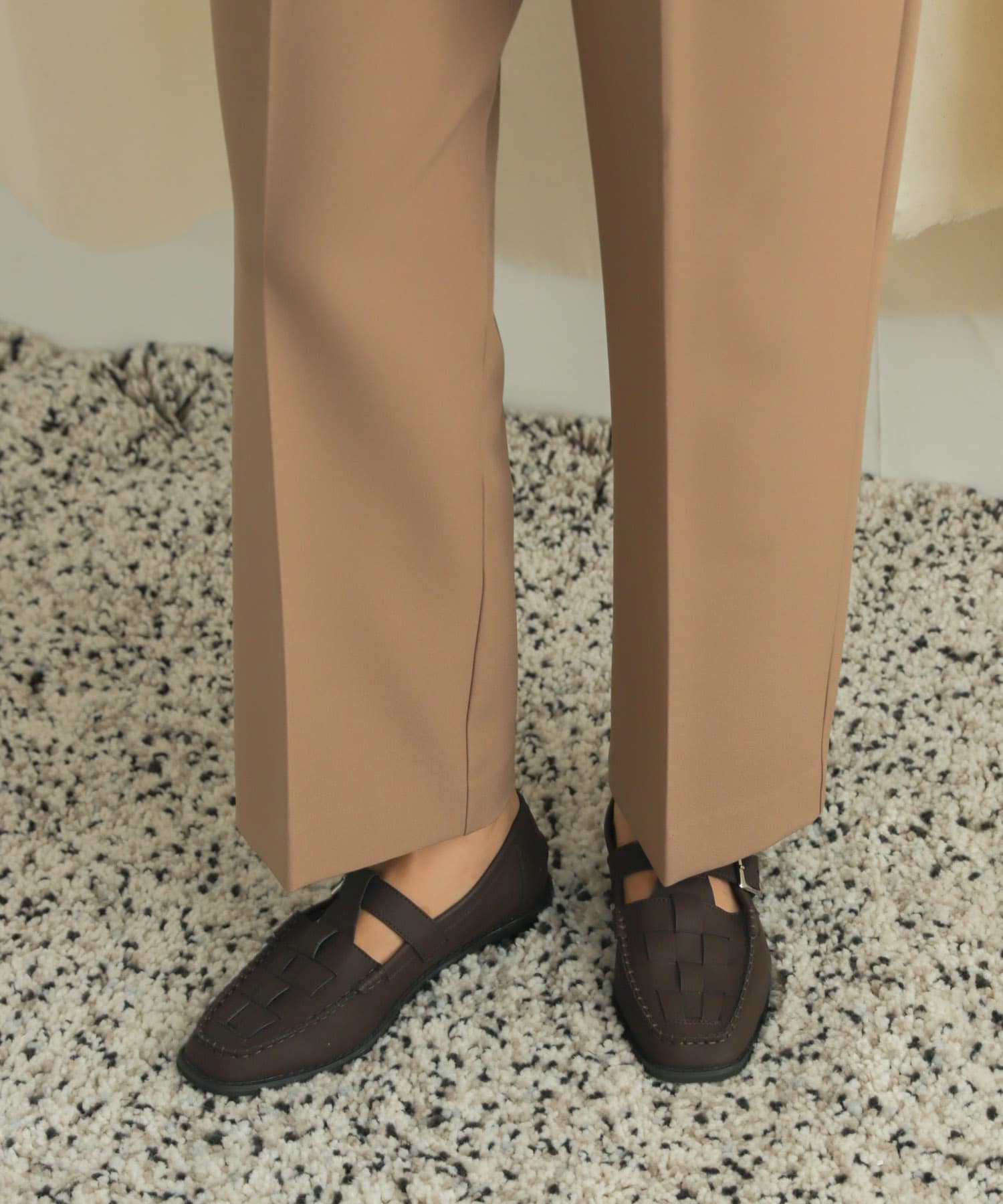 メッシュTストラップシューズ D/BROWN 36