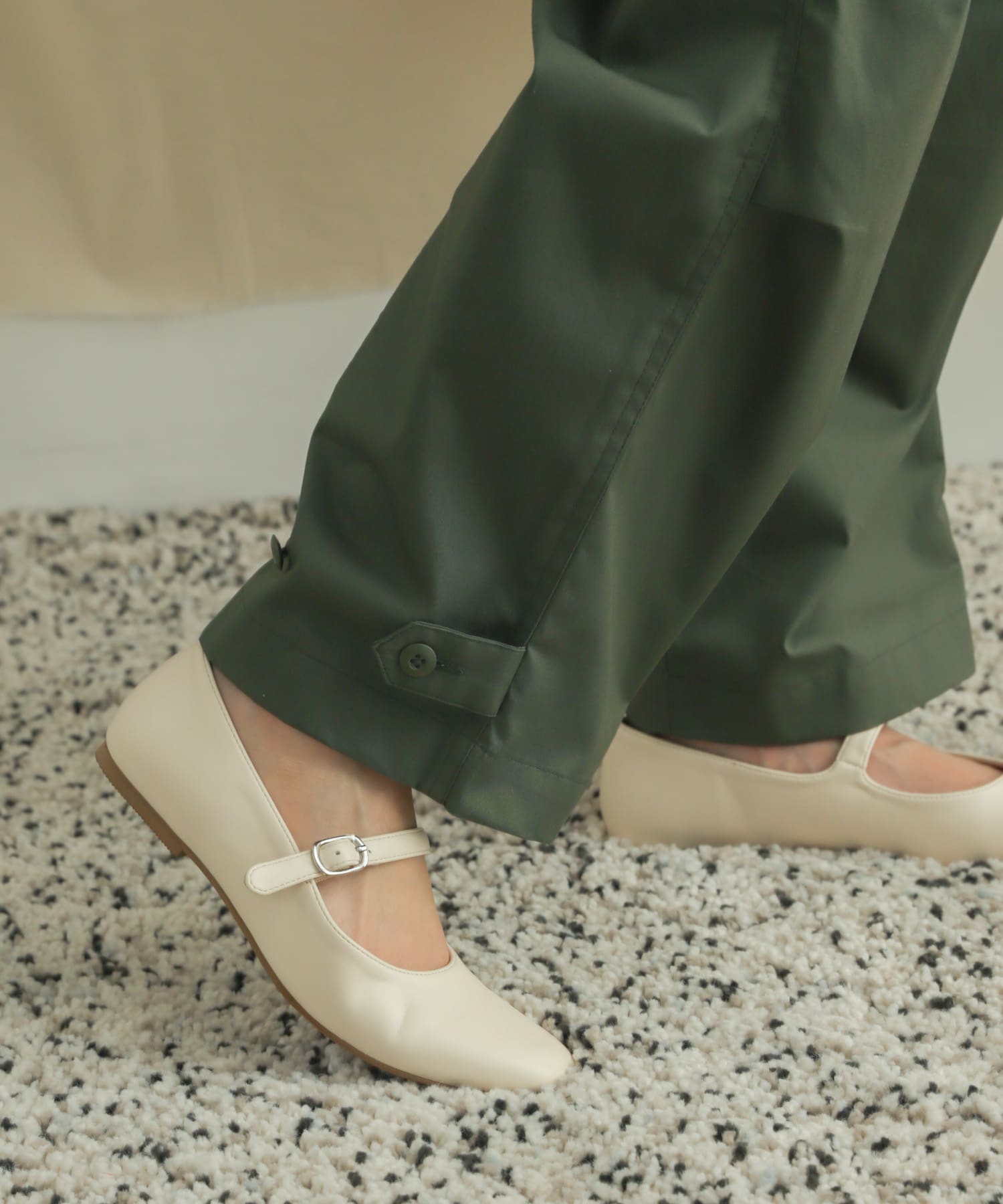 ワンストラップフラットシューズ IVORY 36