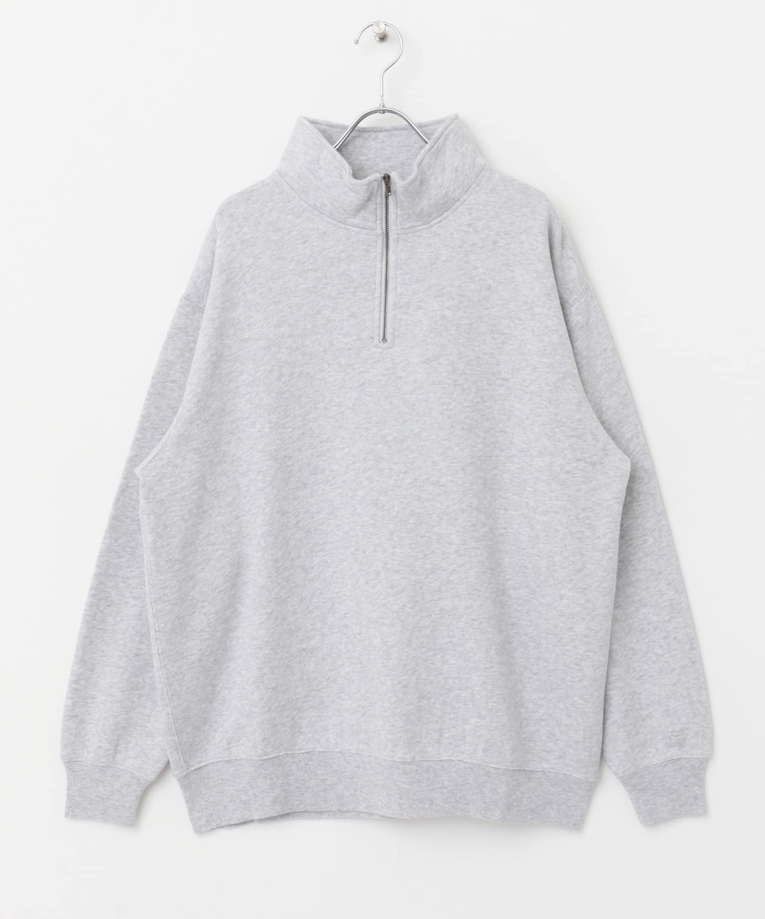 コットン裏起毛ハーフジップスウェット MX GRAY M