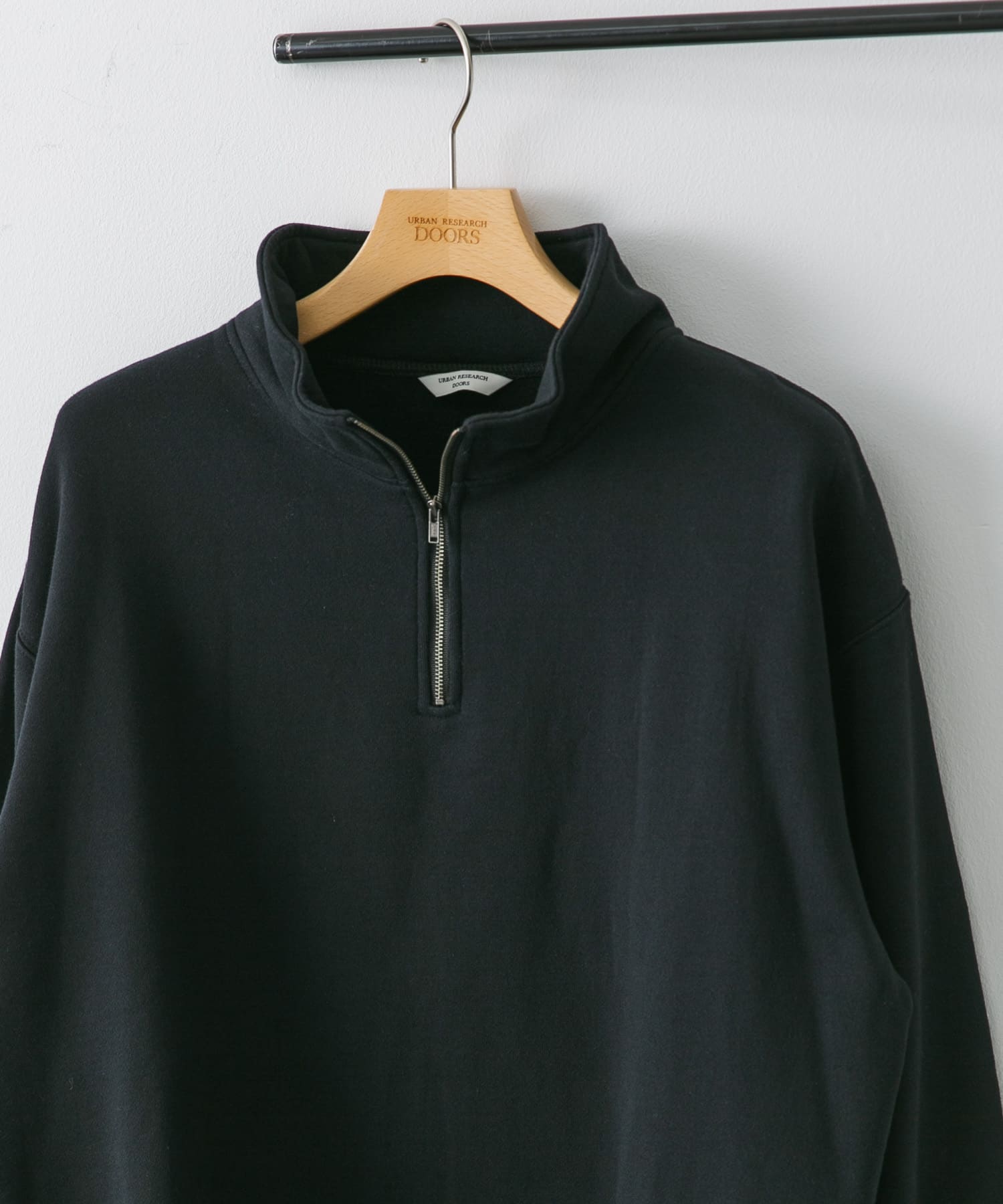 コットン裏起毛ハーフジップスウェット BLACK M