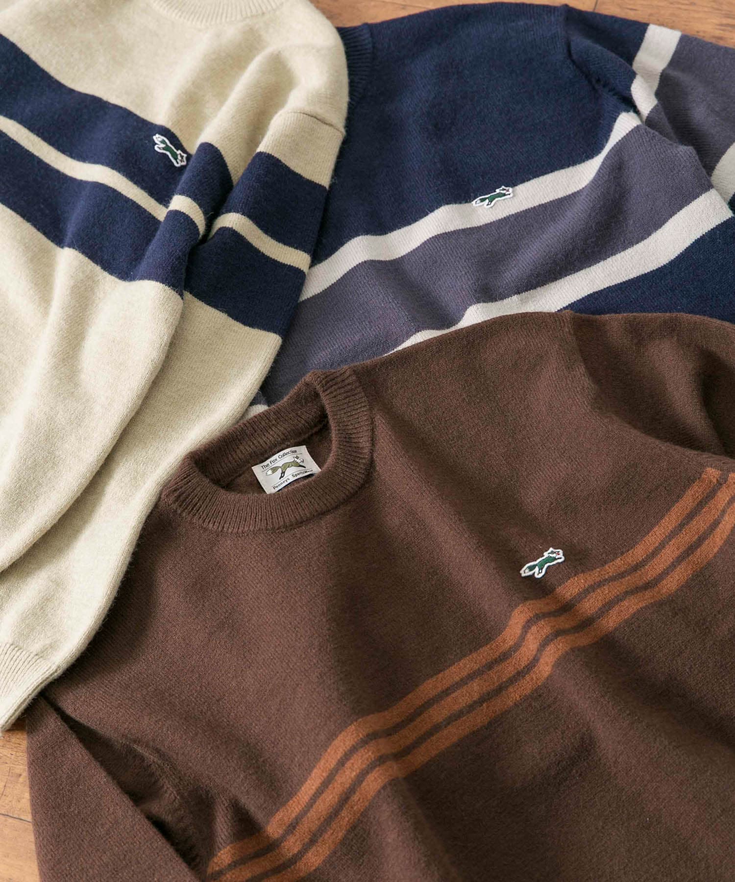 『別注』PENNEYS×DOORS　THE FOX ボーダーCNニット OFF L