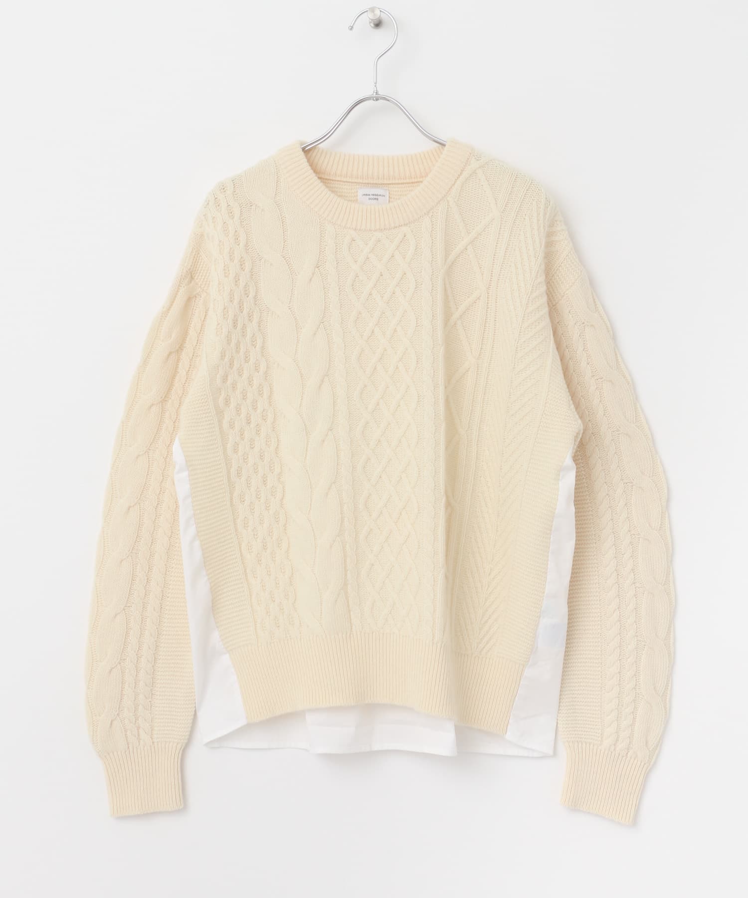 アラン柄バックシャツプルオーバー OFF WHITE M