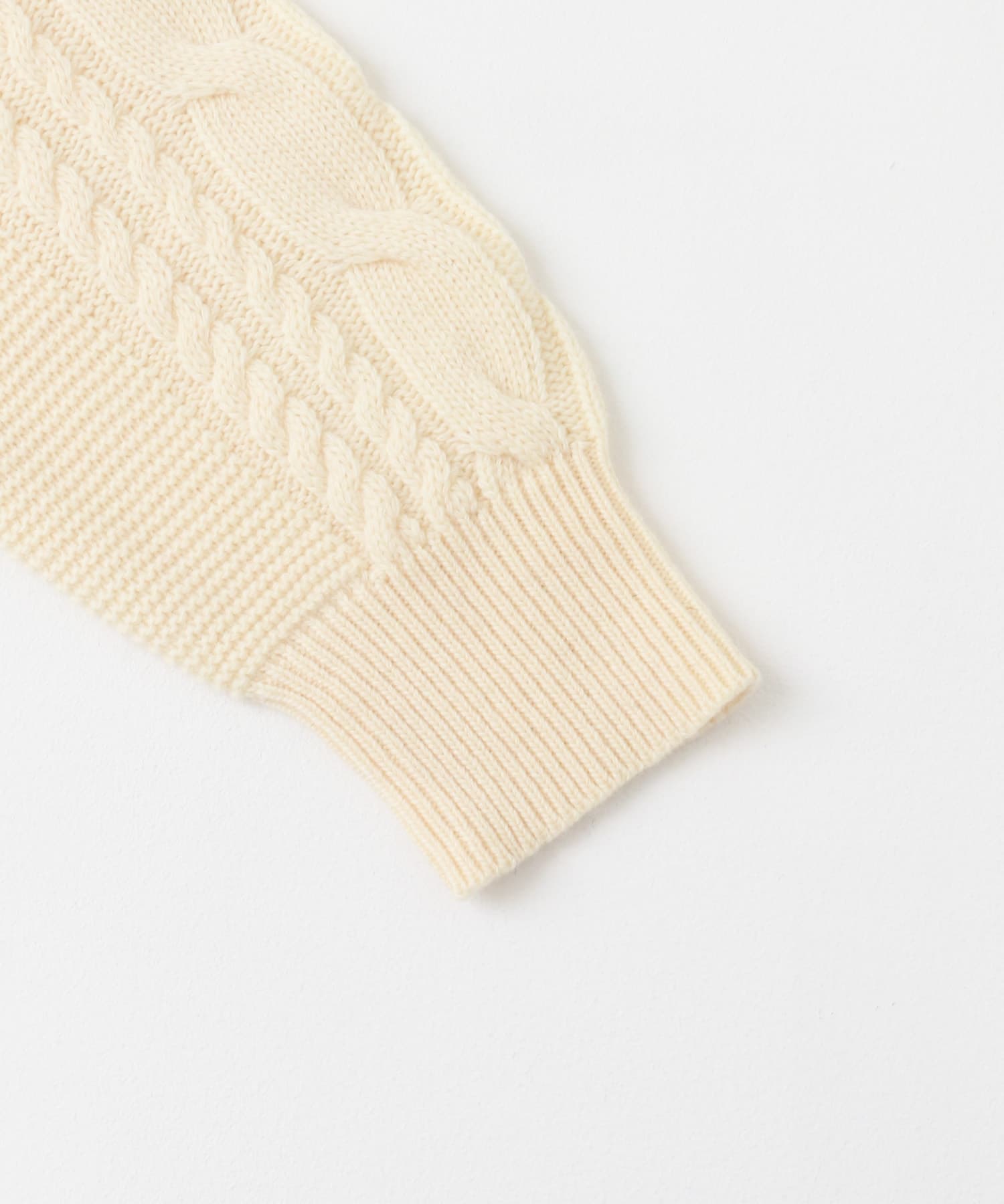 アラン柄バックシャツプルオーバー OFF WHITE M