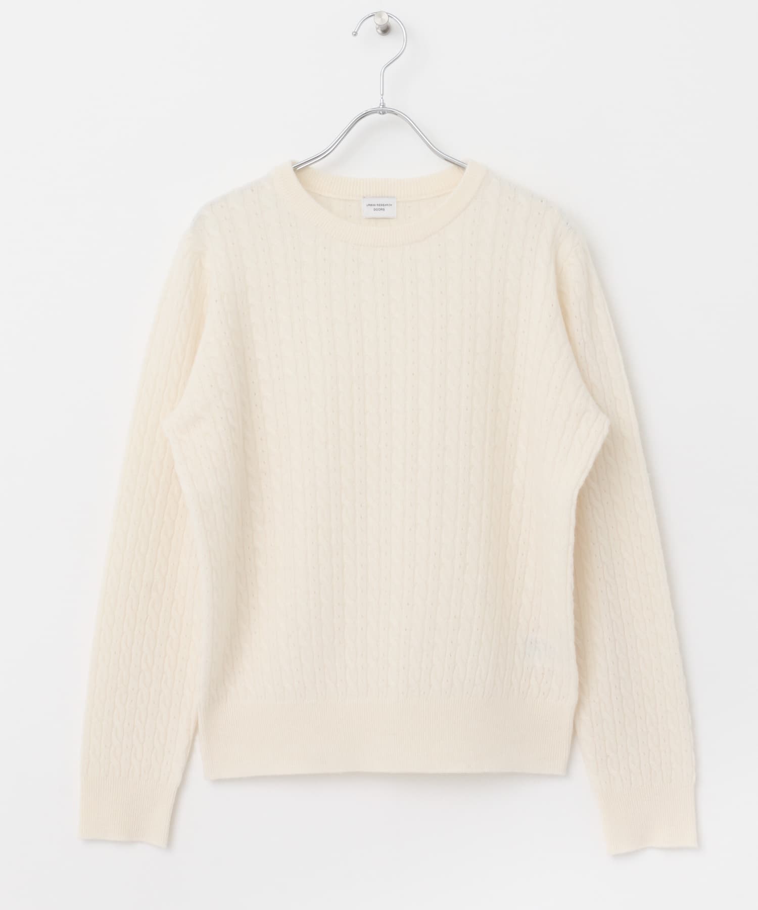 ウール混ケーブルコンパクトニット IVORY M