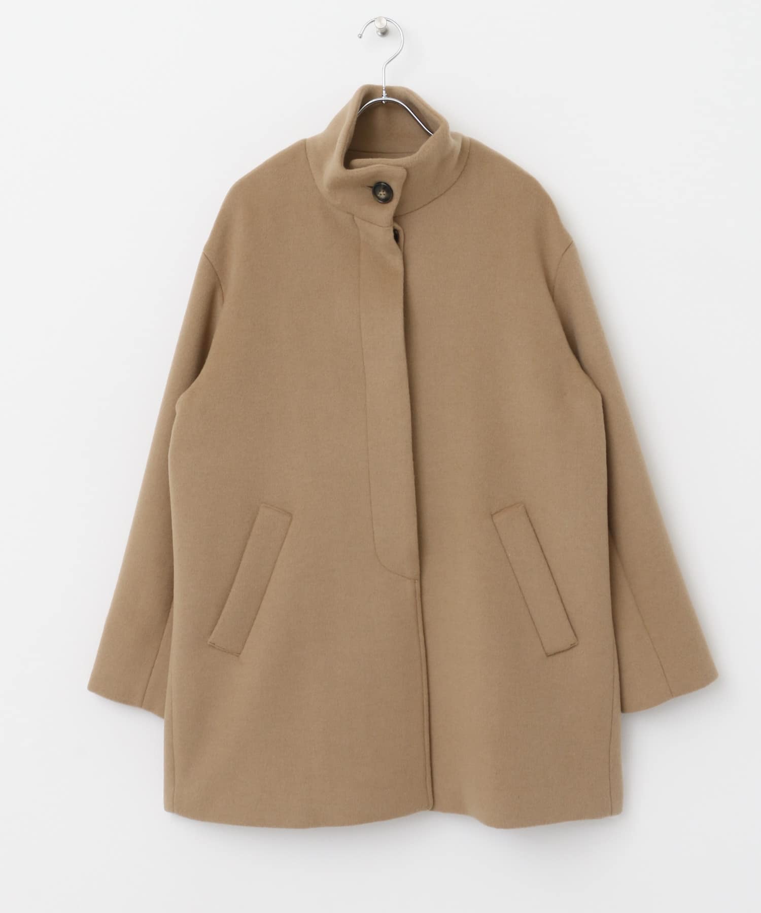 スタンドカラーミドルコート BEIGE M