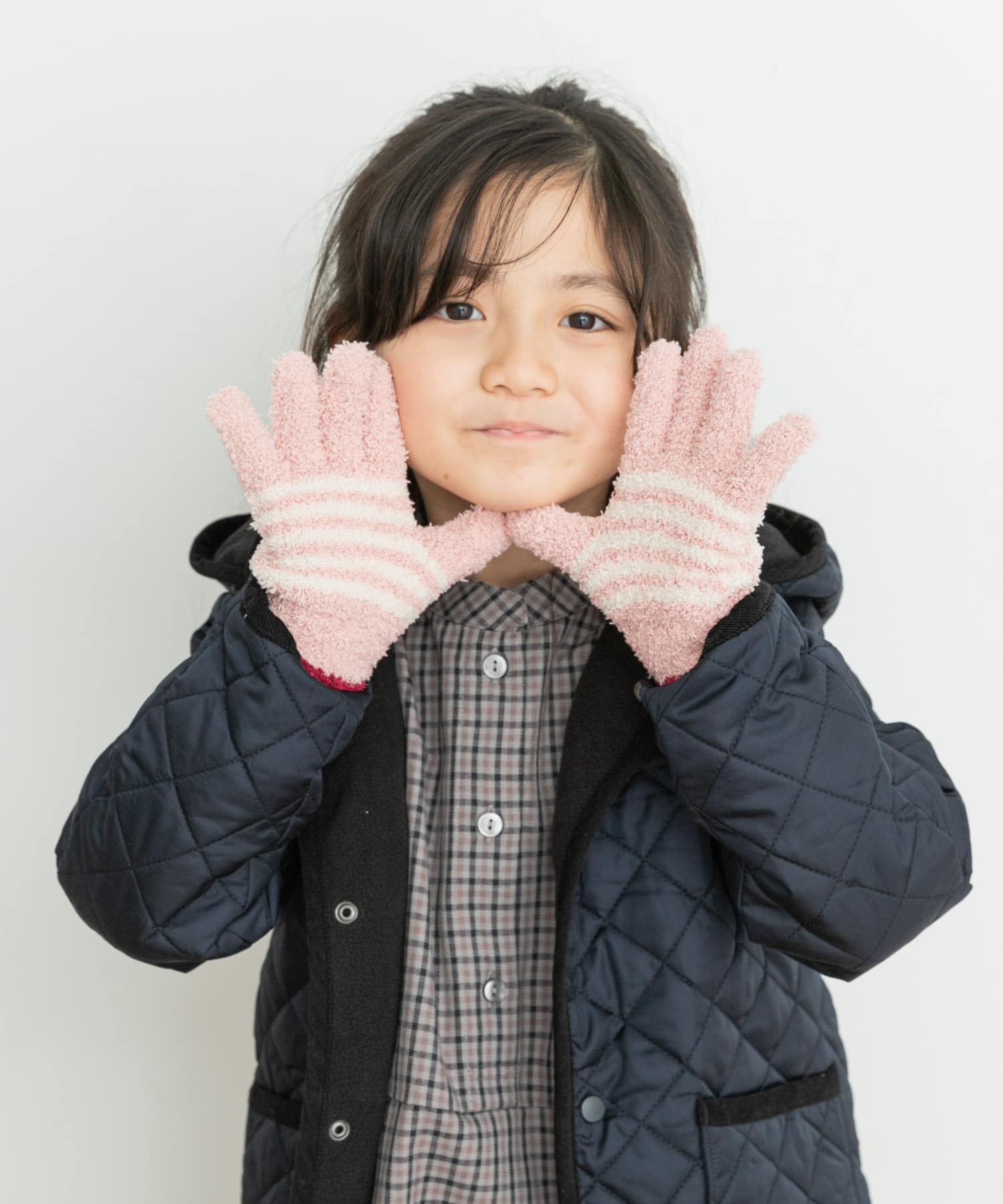 マシュマロボーダー手袋(KIDS) PINK one