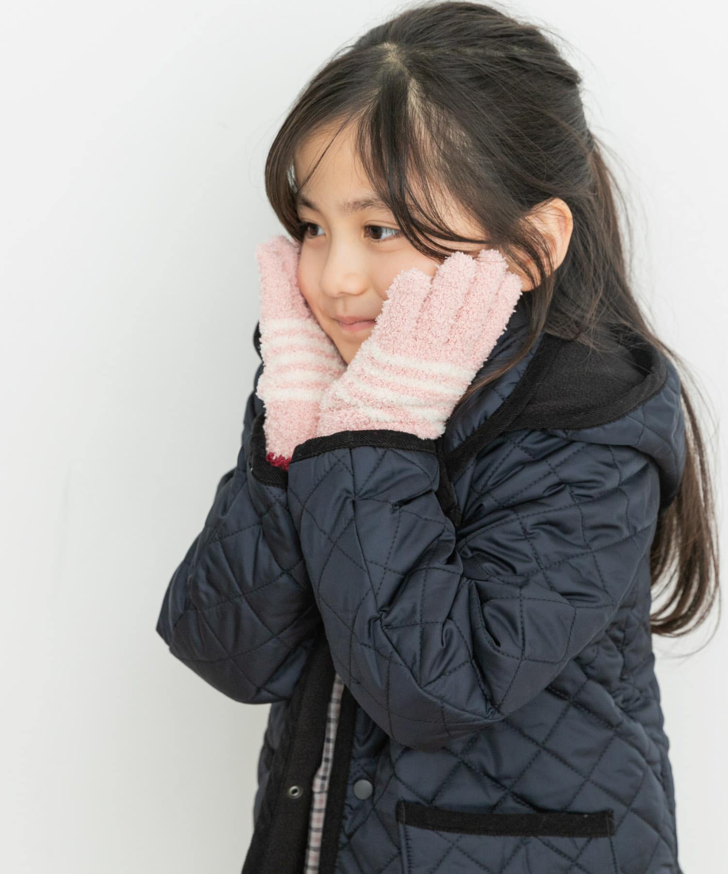 マシュマロボーダー手袋(KIDS) PINK one