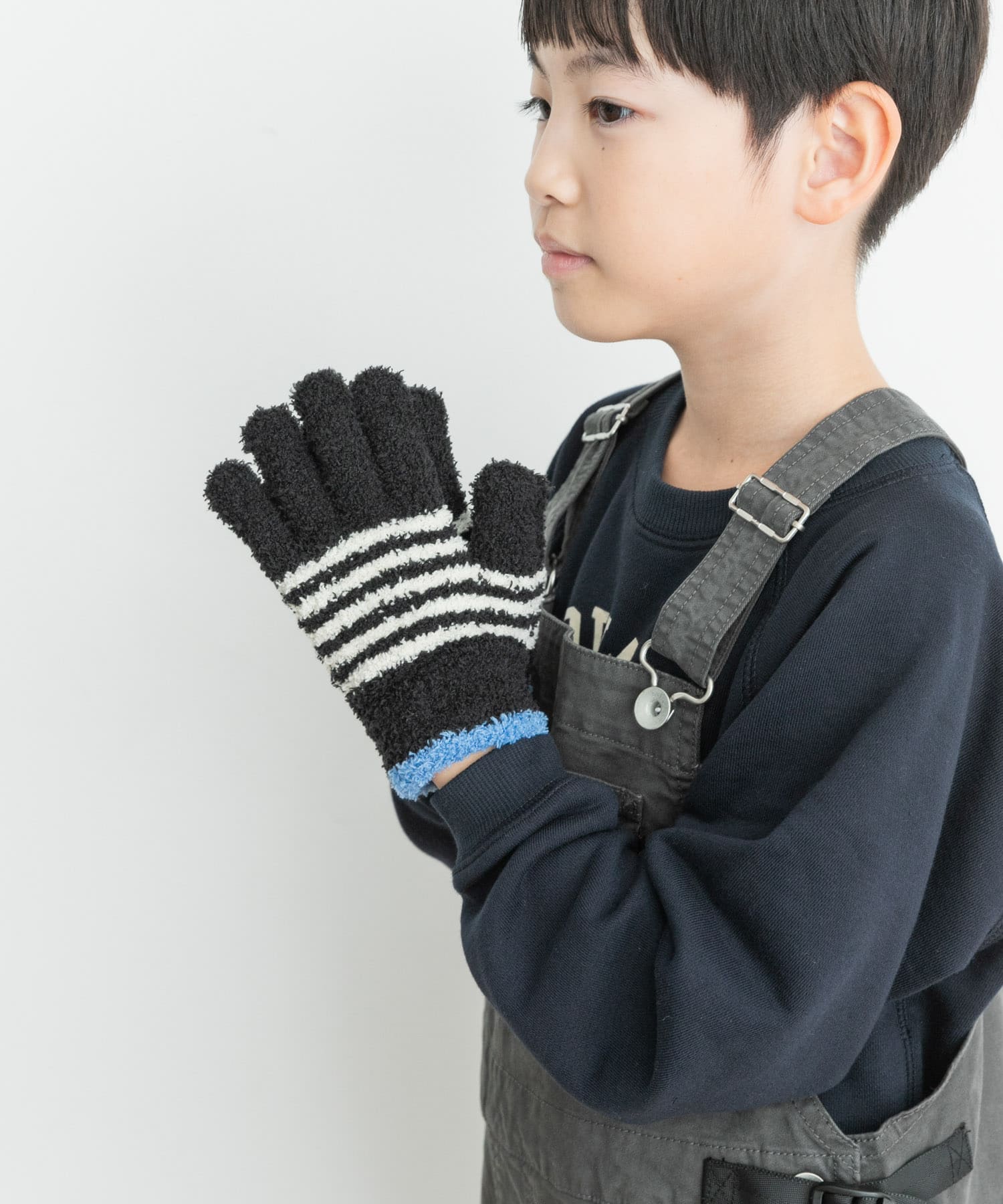マシュマロボーダー手袋(KIDS) BLACK one