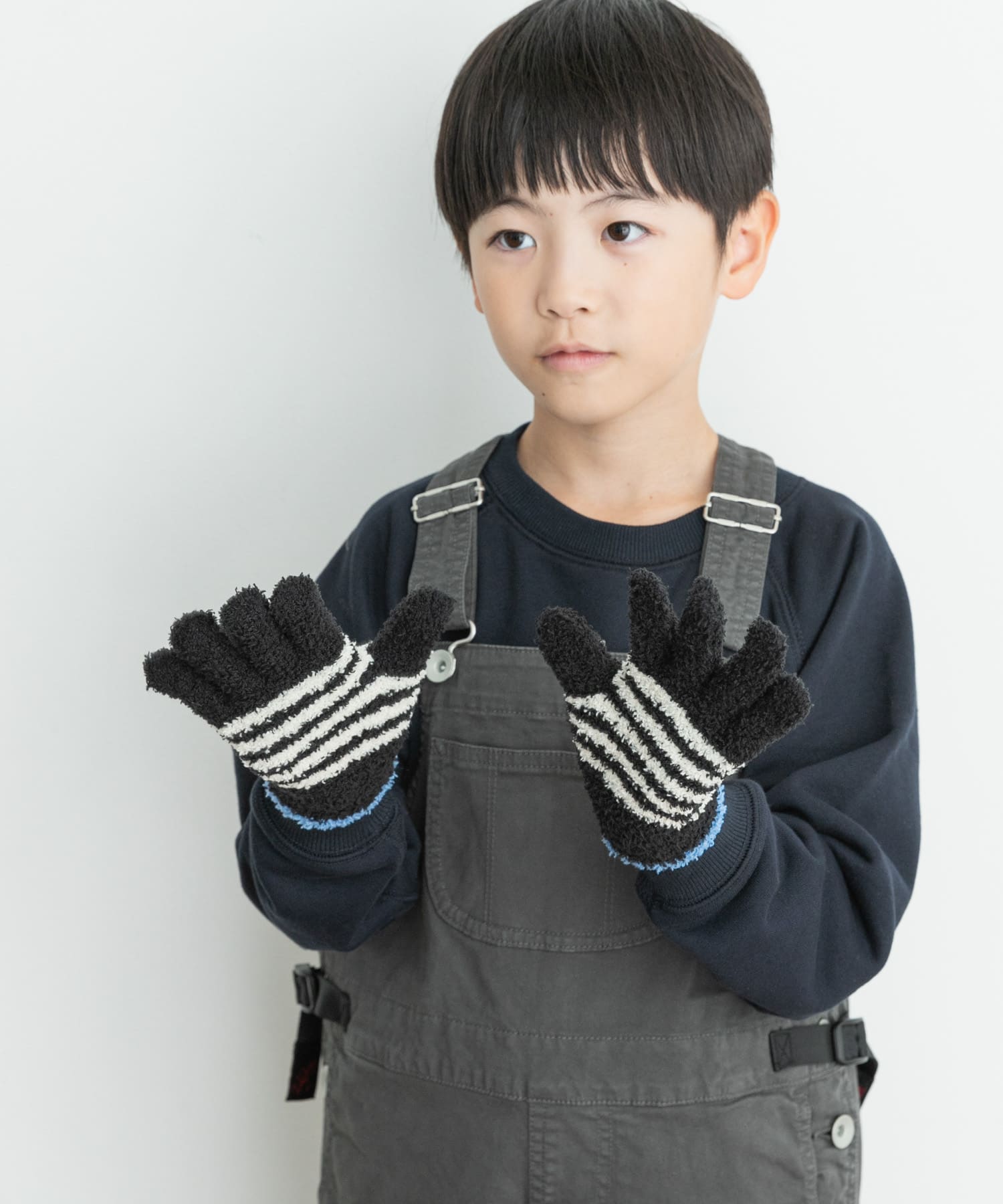 マシュマロボーダー手袋(KIDS) BLACK one