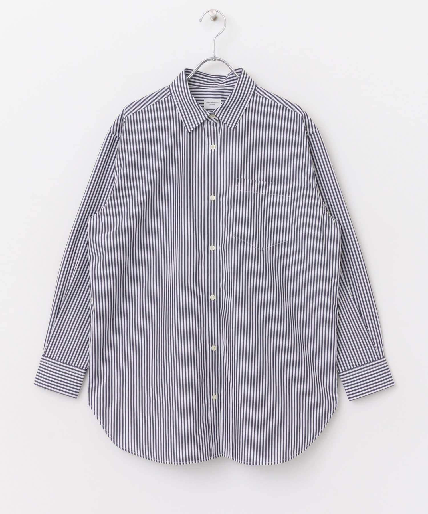 コットンレギュラーカラーオーバーシャツ NAVY×OFF M