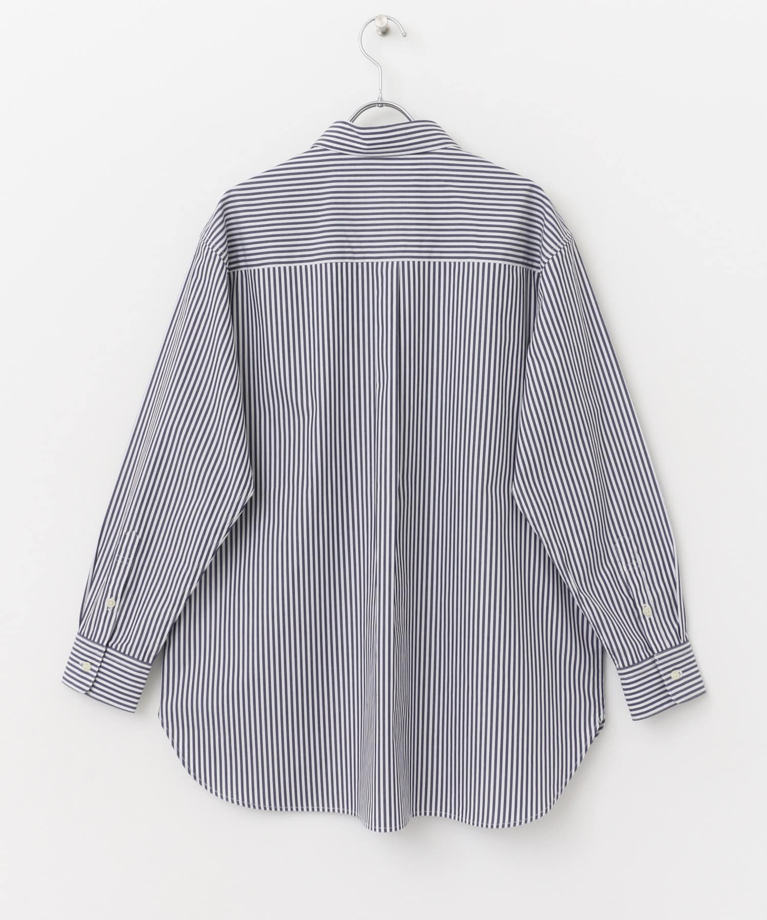 コットンレギュラーカラーオーバーシャツ NAVY×OFF M