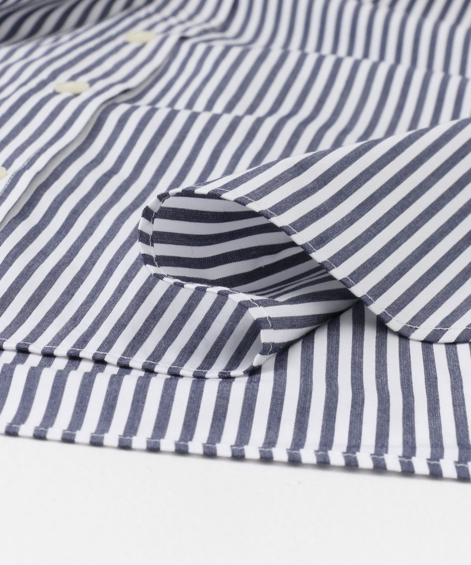 コットンレギュラーカラーオーバーシャツ NAVY×OFF M