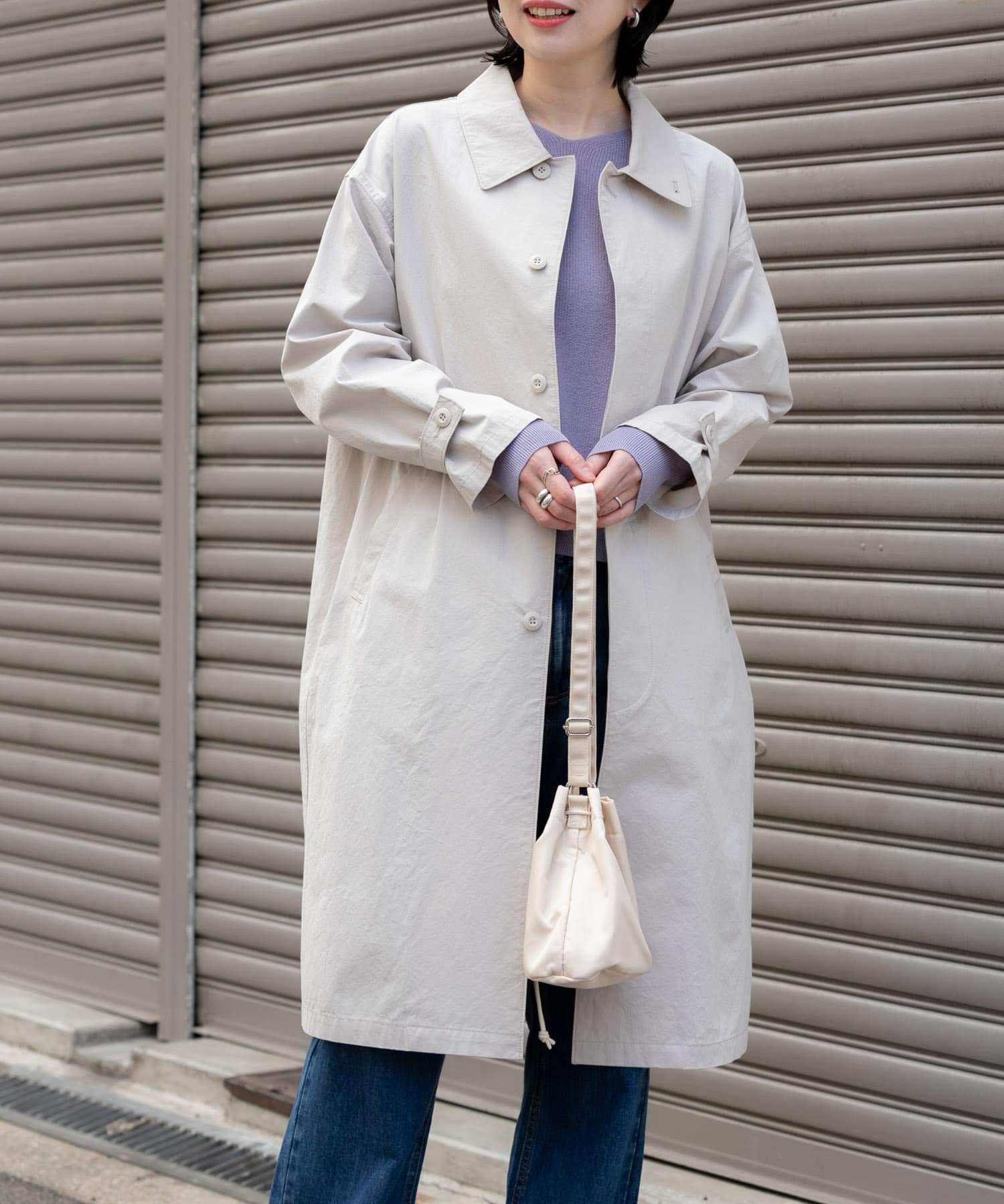 塩縮コットンステンカラーコート(M LIGHT GRAY): アウター｜URBAN
