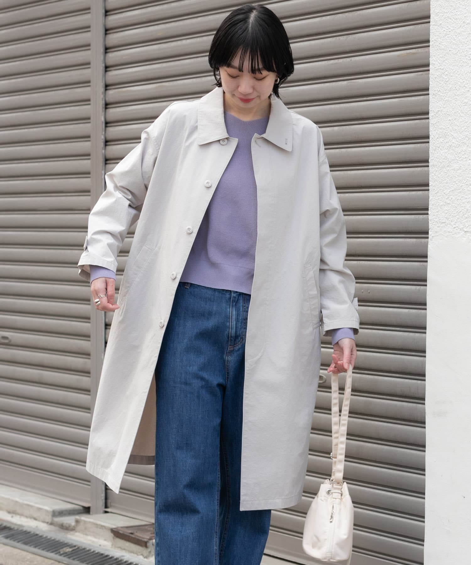 塩縮コットンステンカラーコート(M LIGHT GRAY): アウター｜URBAN 