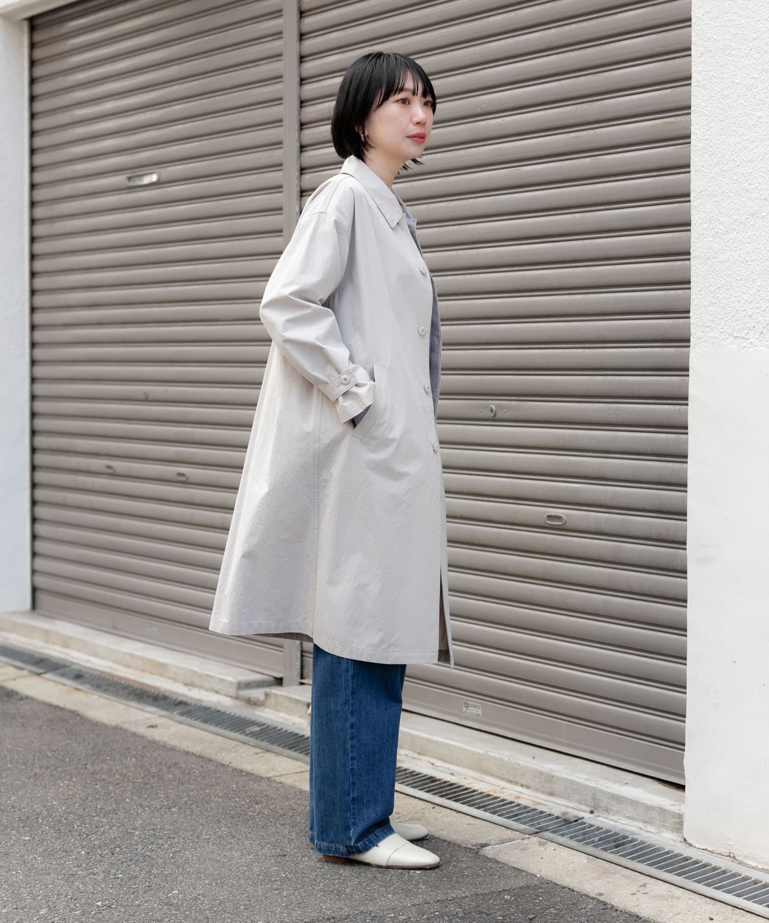 塩縮コットンステンカラーコート(M LIGHT GRAY): アウター｜URBAN