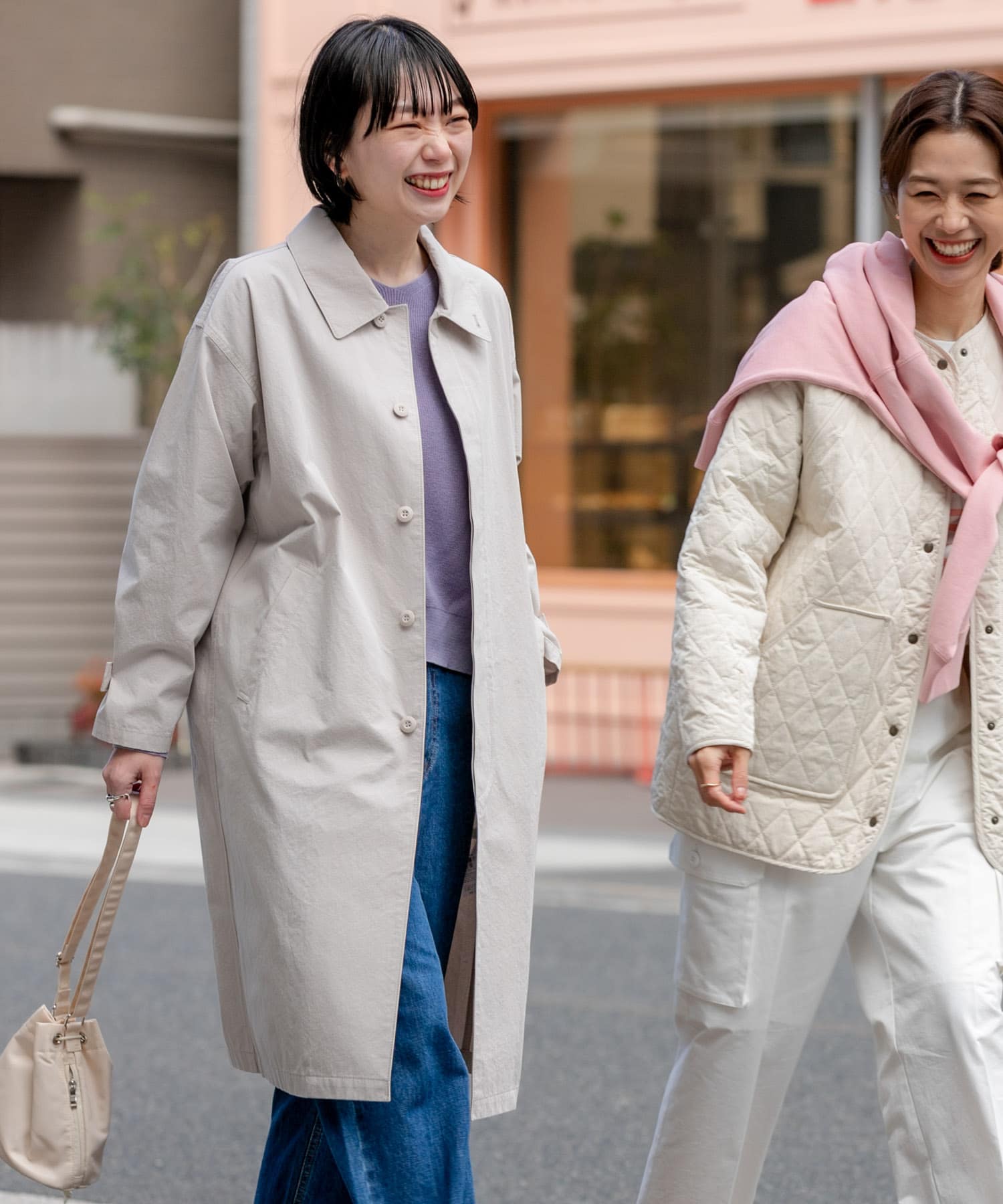 塩縮コットンステンカラーコート(M LIGHT GRAY): アウター