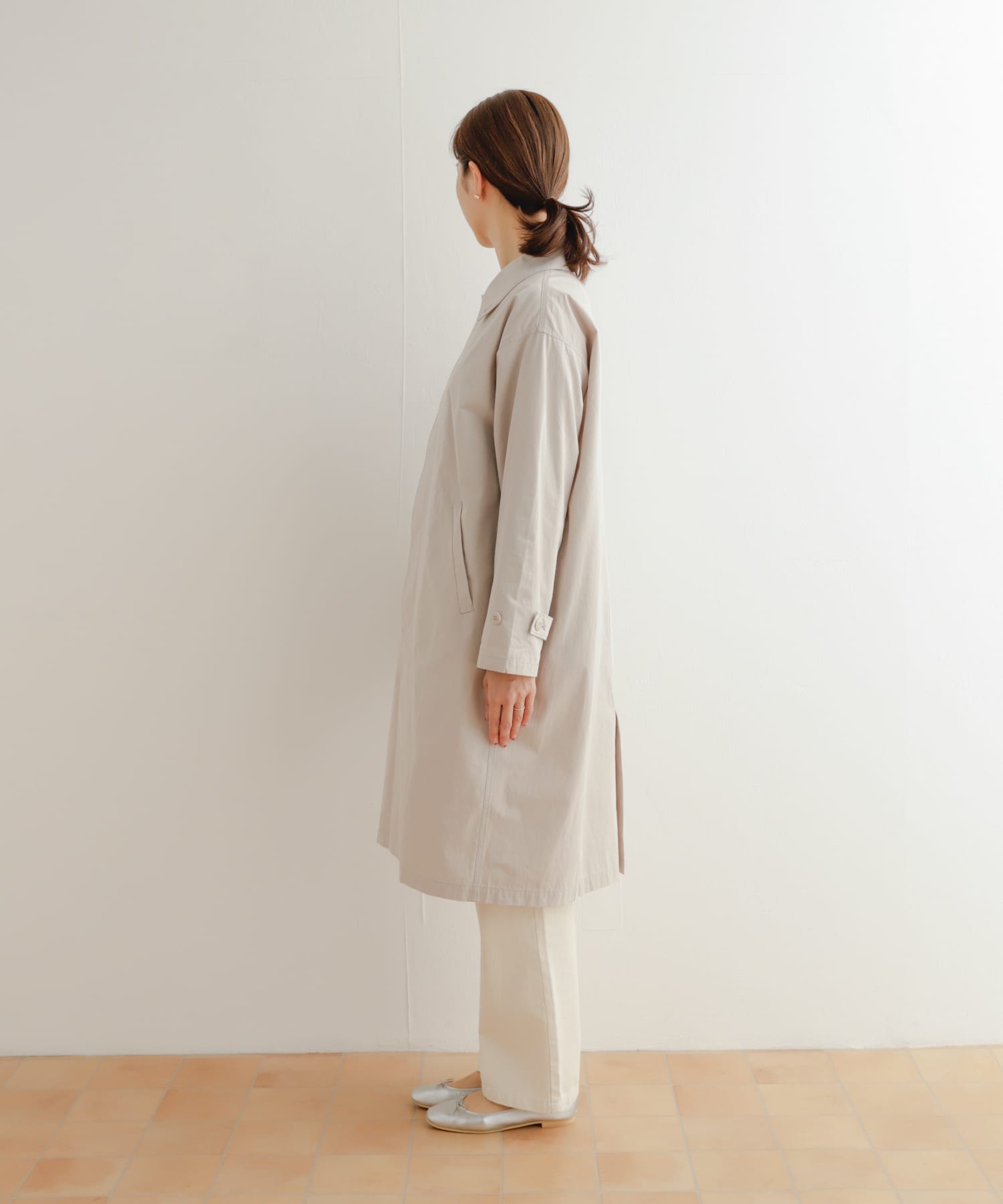 塩縮コットンステンカラーコート(M LIGHT GRAY): アウター