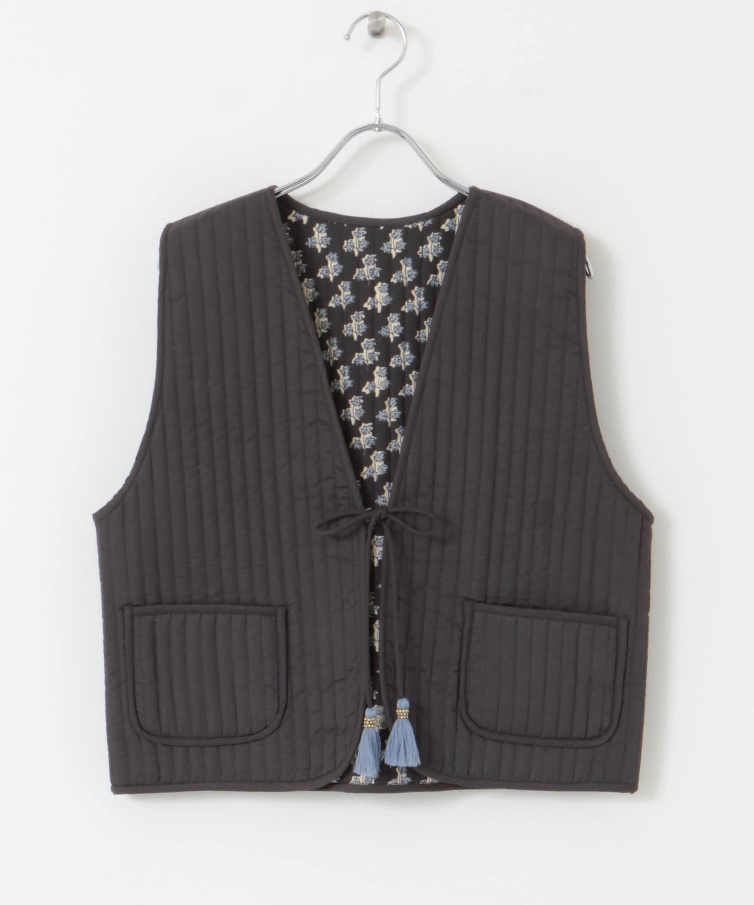 コットンリバーシブルキルティングベスト CHARCOAL M