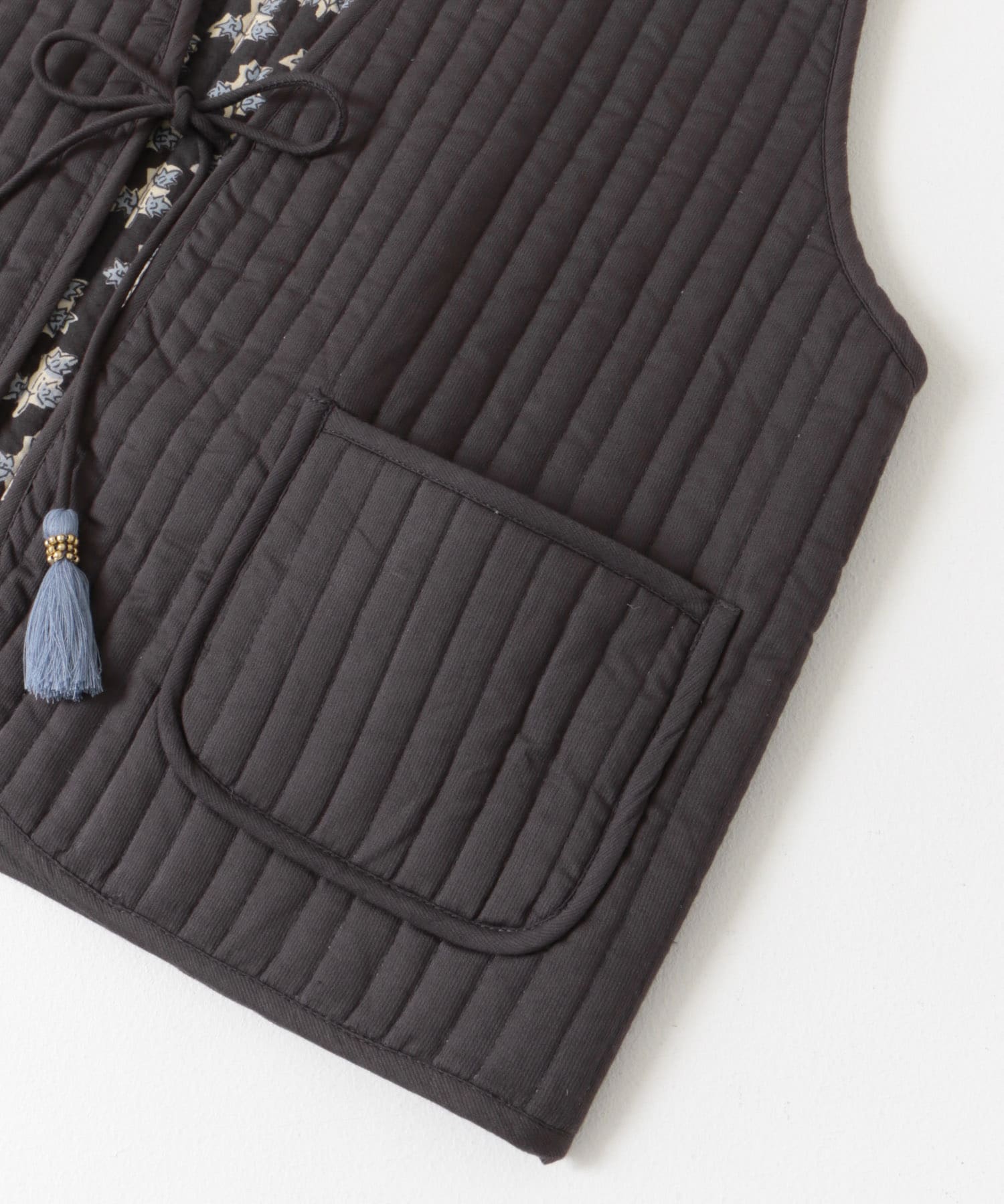 コットンリバーシブルキルティングベスト CHARCOAL M