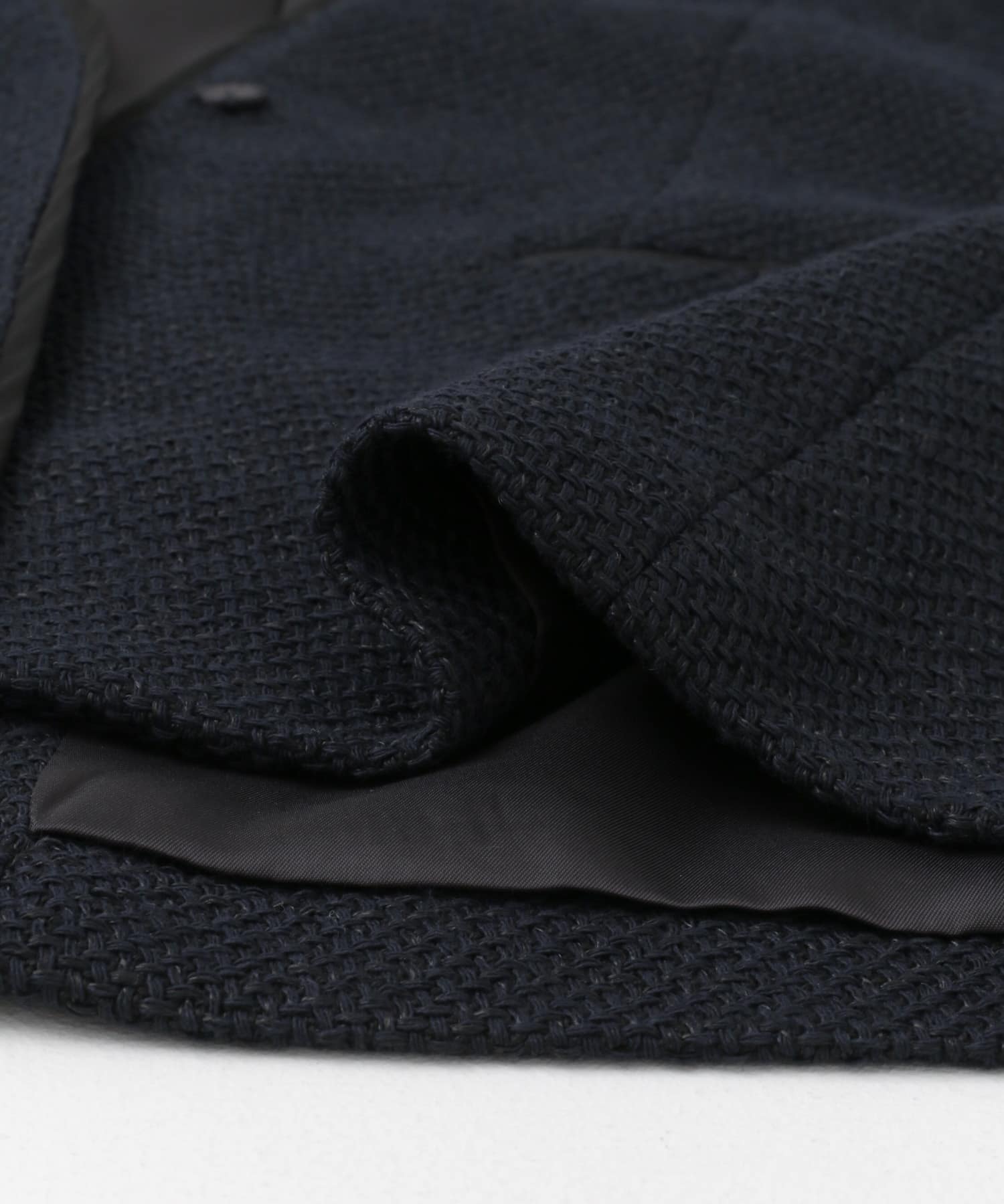 ツイードVネックロングジャケット NAVY M