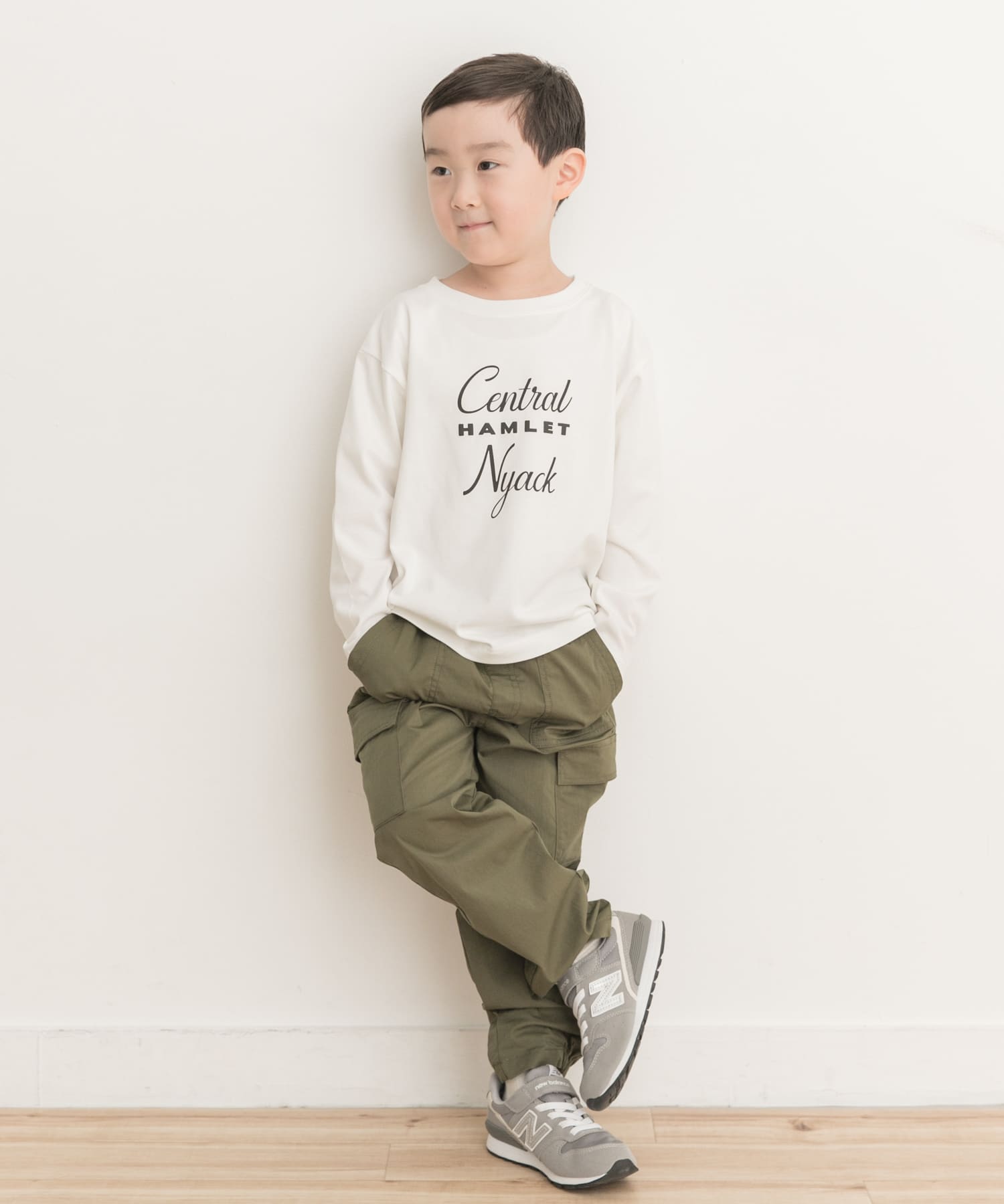 親子リンク』ロゴプリントロンTシャツ(KIDS)(105 OFF×BLK): キッズ
