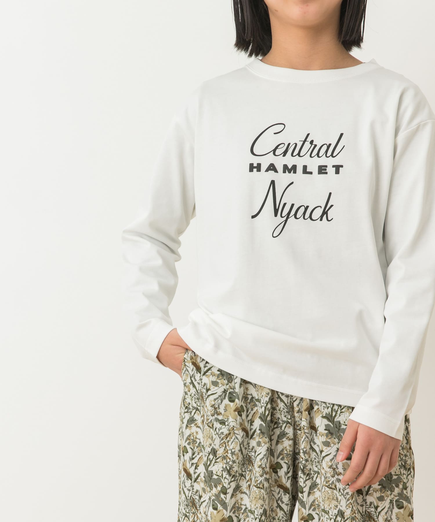 親子リンク』ロゴプリントロンTシャツ(KIDS)(105 OFF×BLK): キッズ