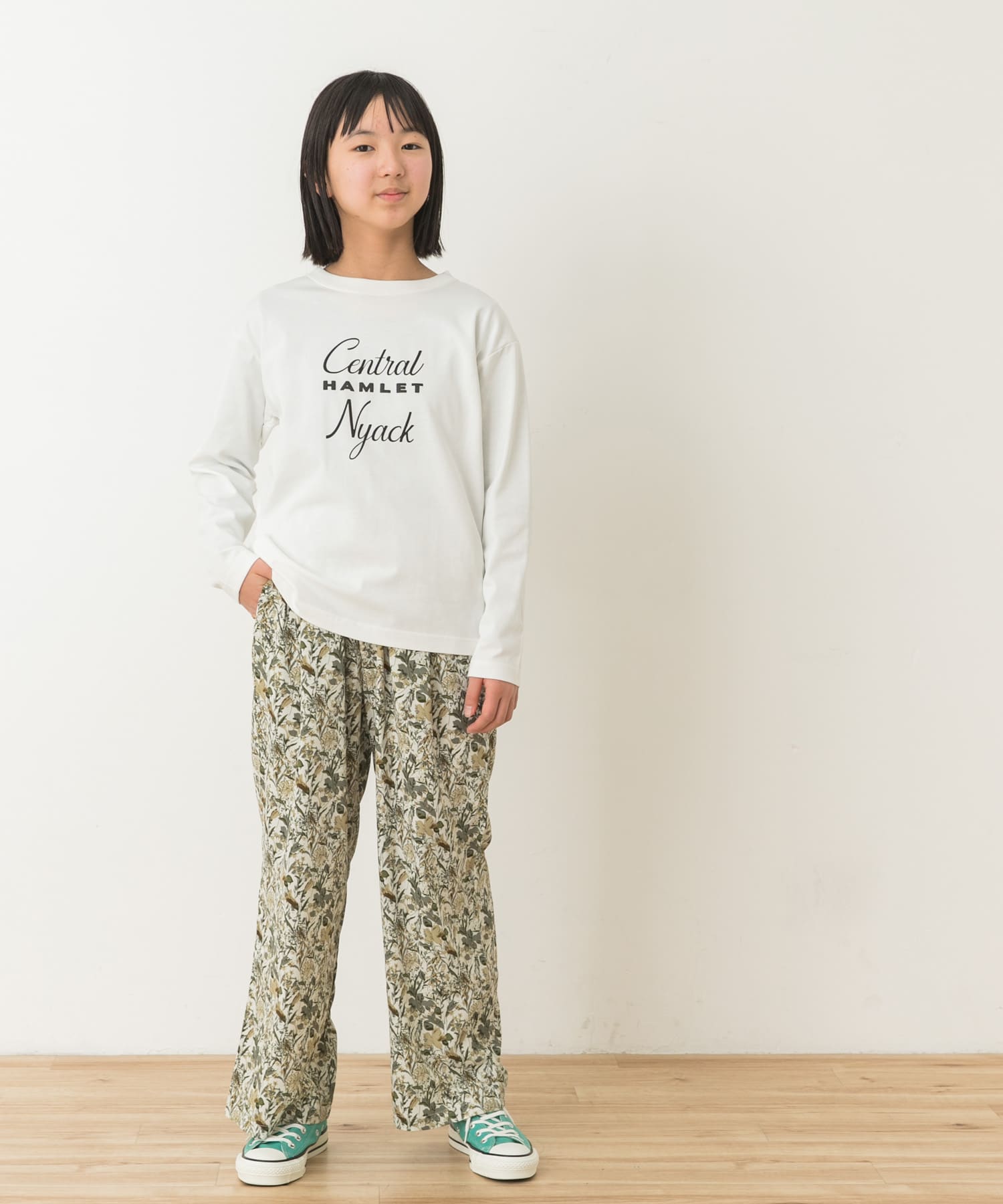 親子リンク』ロゴプリントロンTシャツ(KIDS)(105 OFF×BLK): キッズ