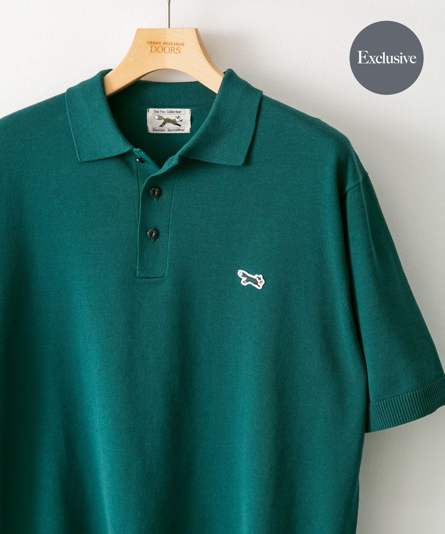 『別注』PENNEYS×DOORS　THE FOX ハイゲージ ニットポロ GREEN M