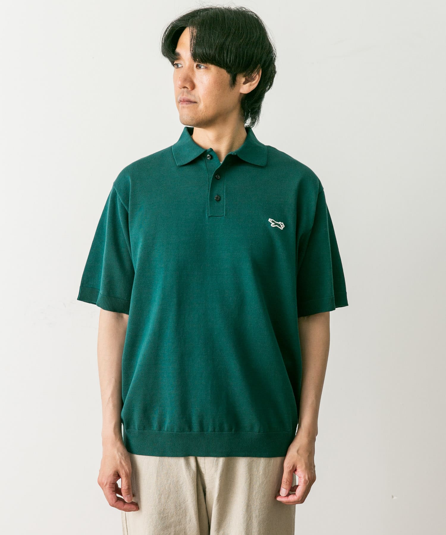 別注』PENNEYS×DOORS THE FOX ハイゲージ ニットポロ(M GREEN