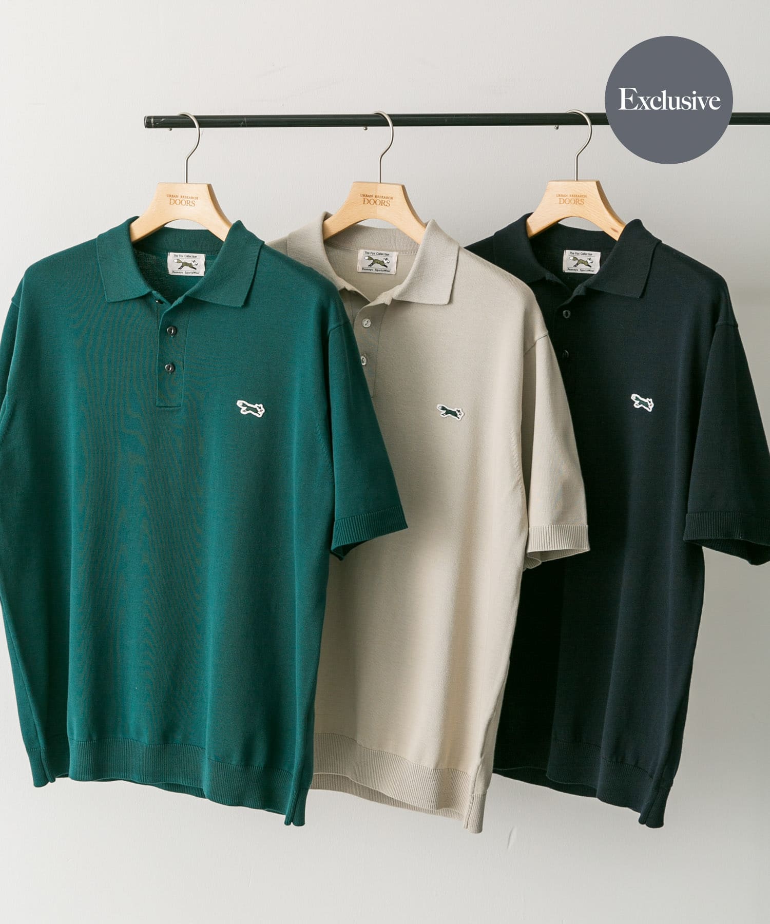 『別注』PENNEYS×DOORS　THE FOX ハイゲージ ニットポロ GREEN L