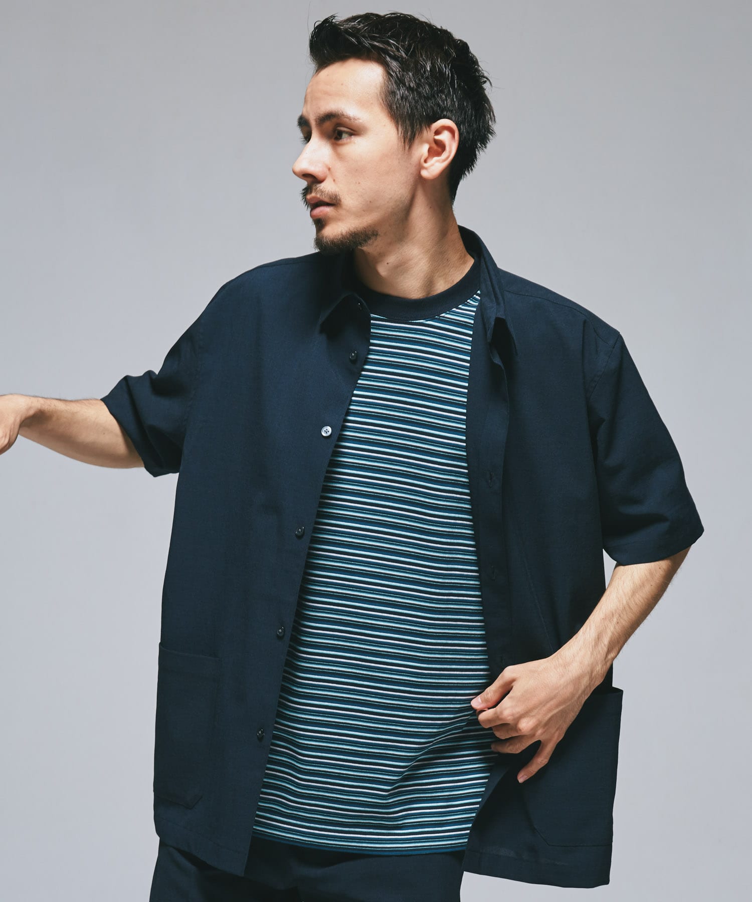 『UR TECH DRYLUXE』『イージーケア/速乾』レギュラーカラーシャツ NAVY M