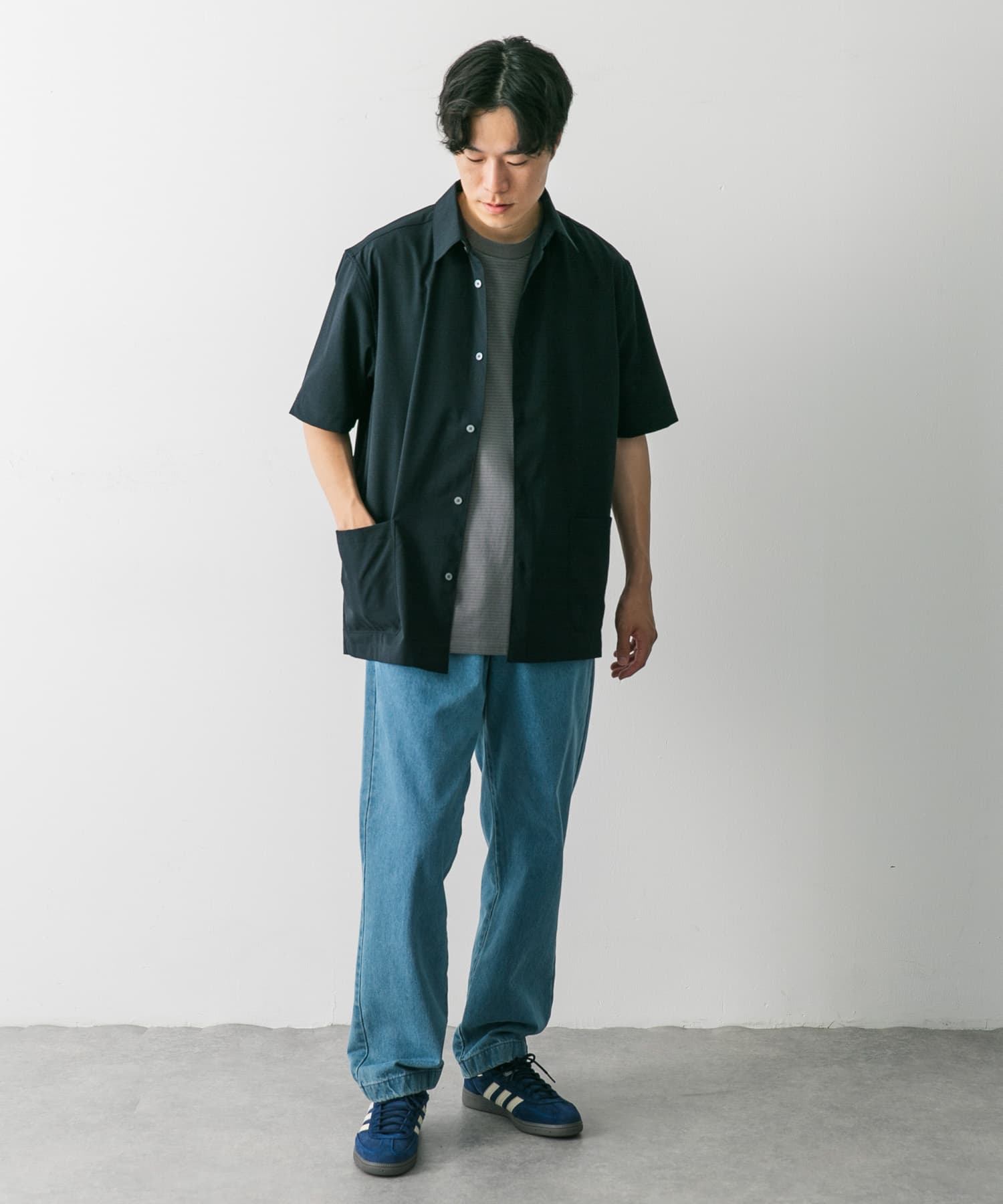『UR TECH DRYLUXE』『イージーケア/速乾』レギュラーカラーシャツ NAVY XL
