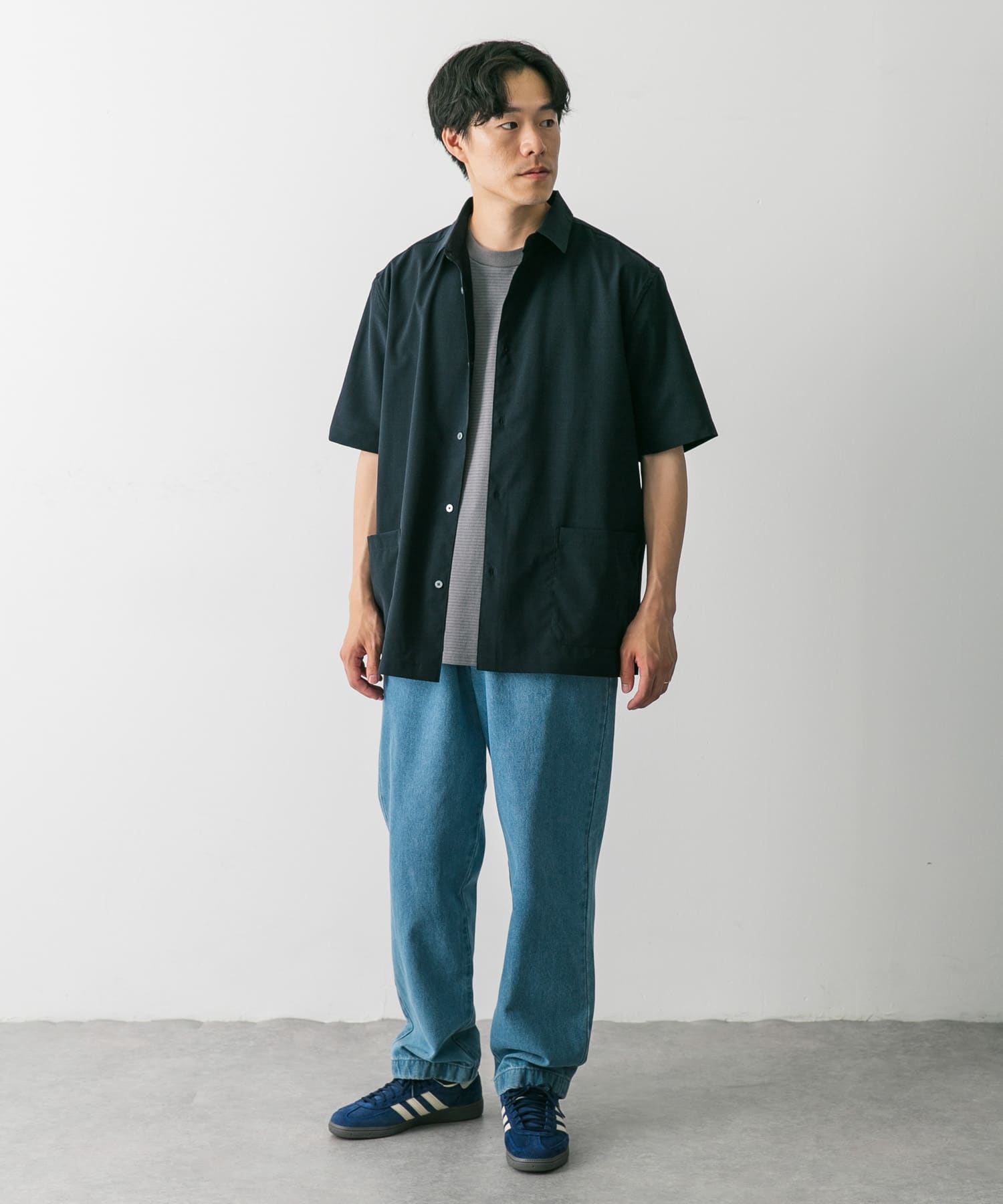 『UR TECH DRYLUXE』『イージーケア/速乾』レギュラーカラーシャツ NAVY XL