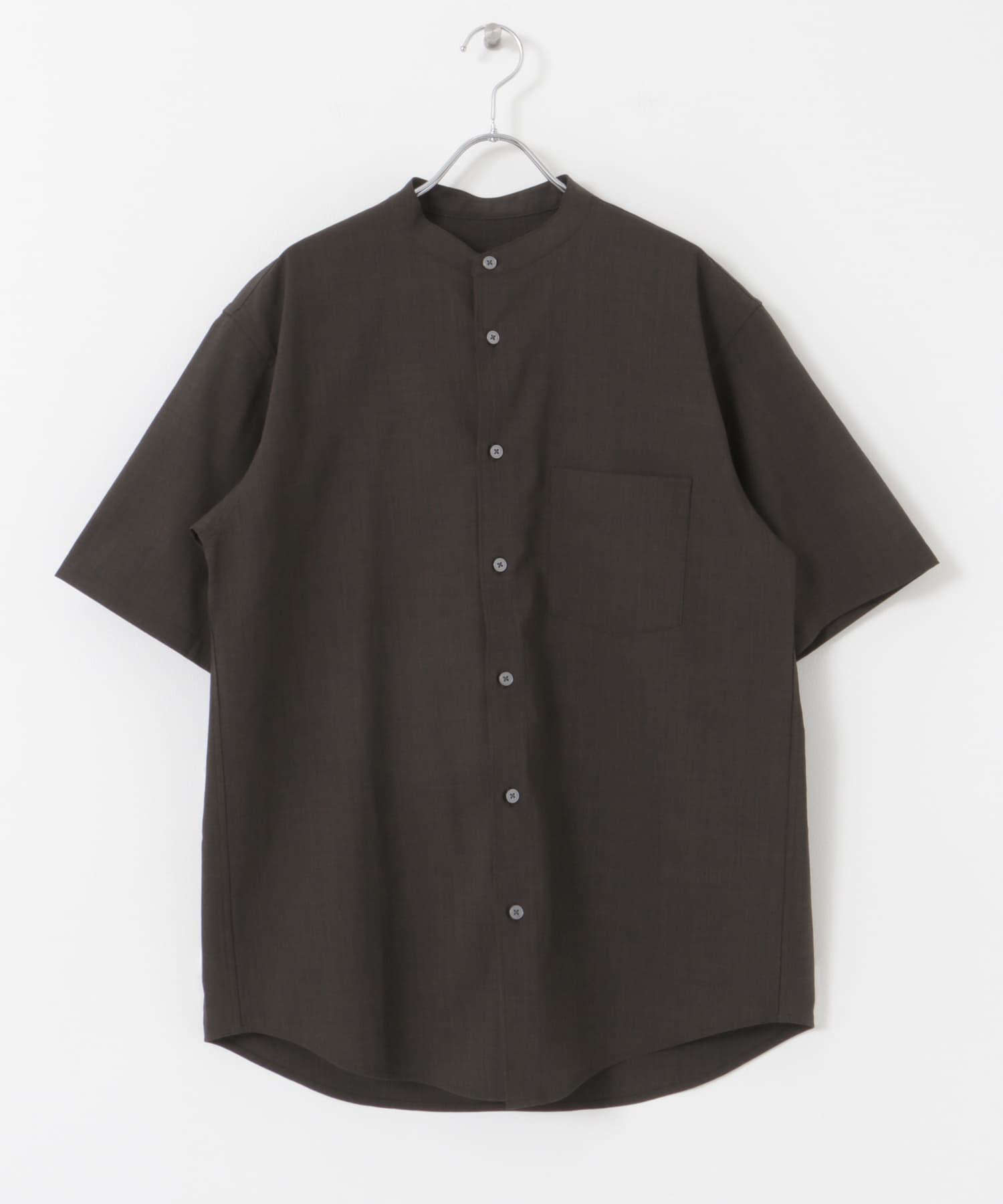 『一部WEB限定』『UR TECH DRYLUXE』バンドカラーシャツ BROWN S