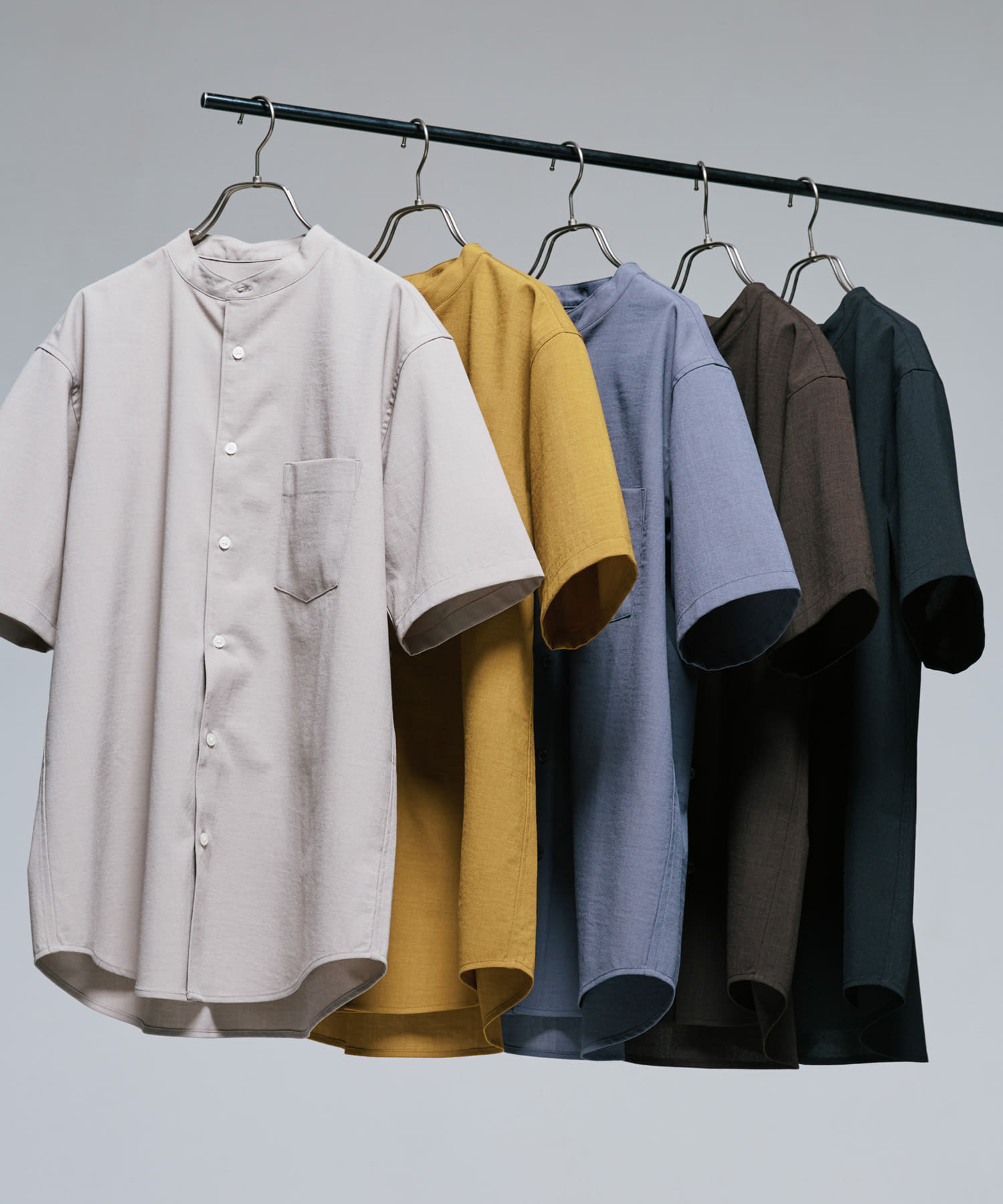 『一部WEB限定』『UR TECH DRYLUXE』バンドカラーシャツ GREIGE L