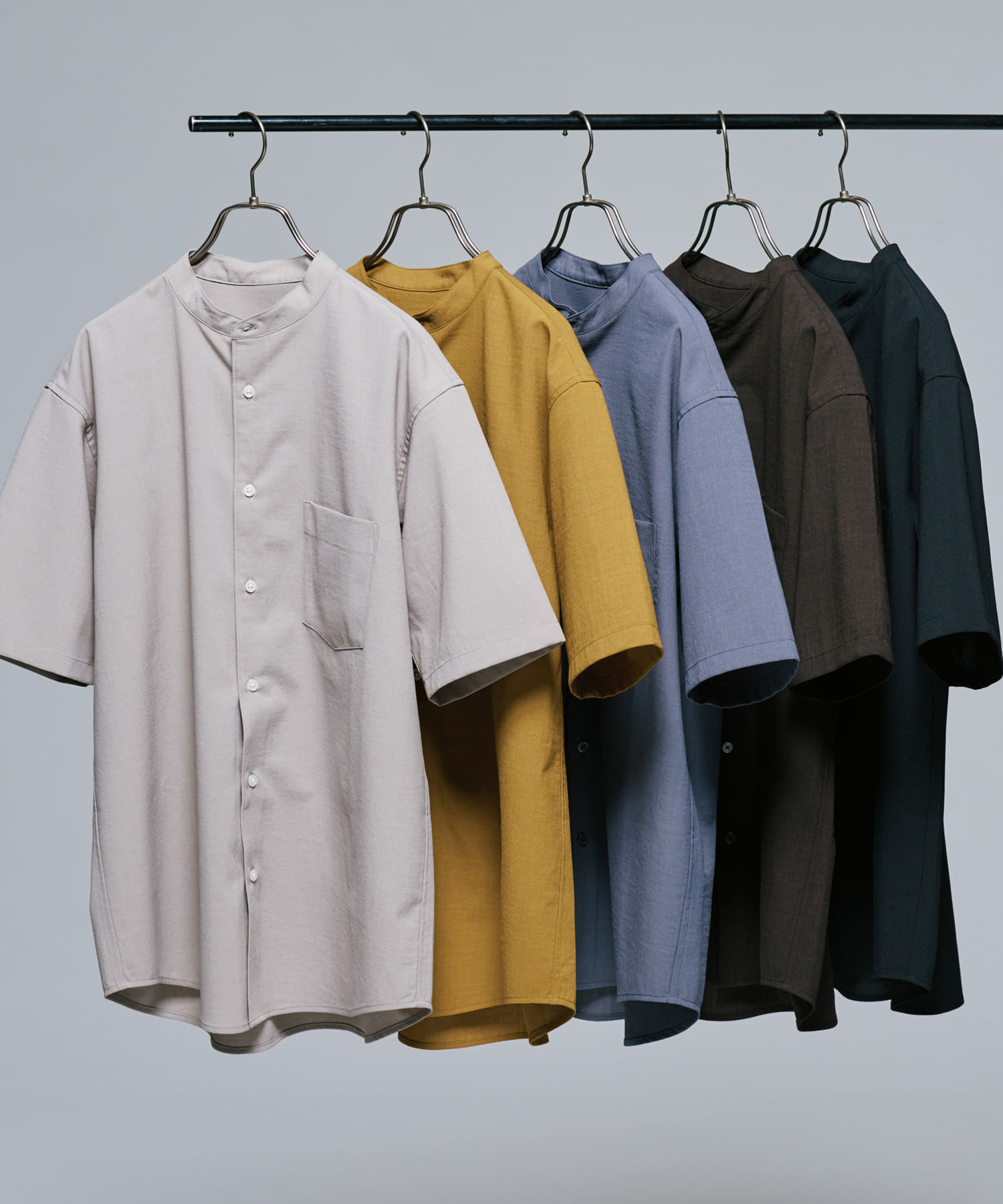 『一部WEB限定』『UR TECH DRYLUXE』バンドカラーシャツ GREIGE L