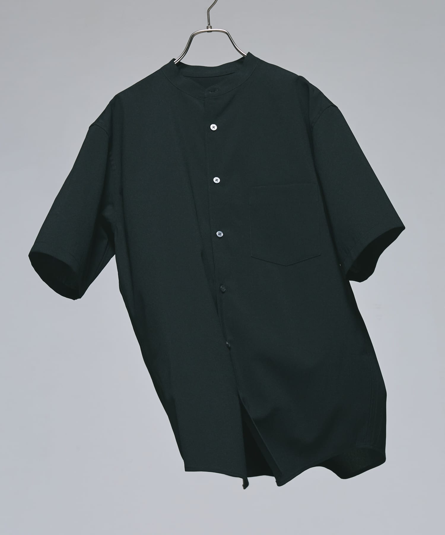 『一部WEB限定』『UR TECH DRYLUXE』バンドカラーシャツ BLACK L