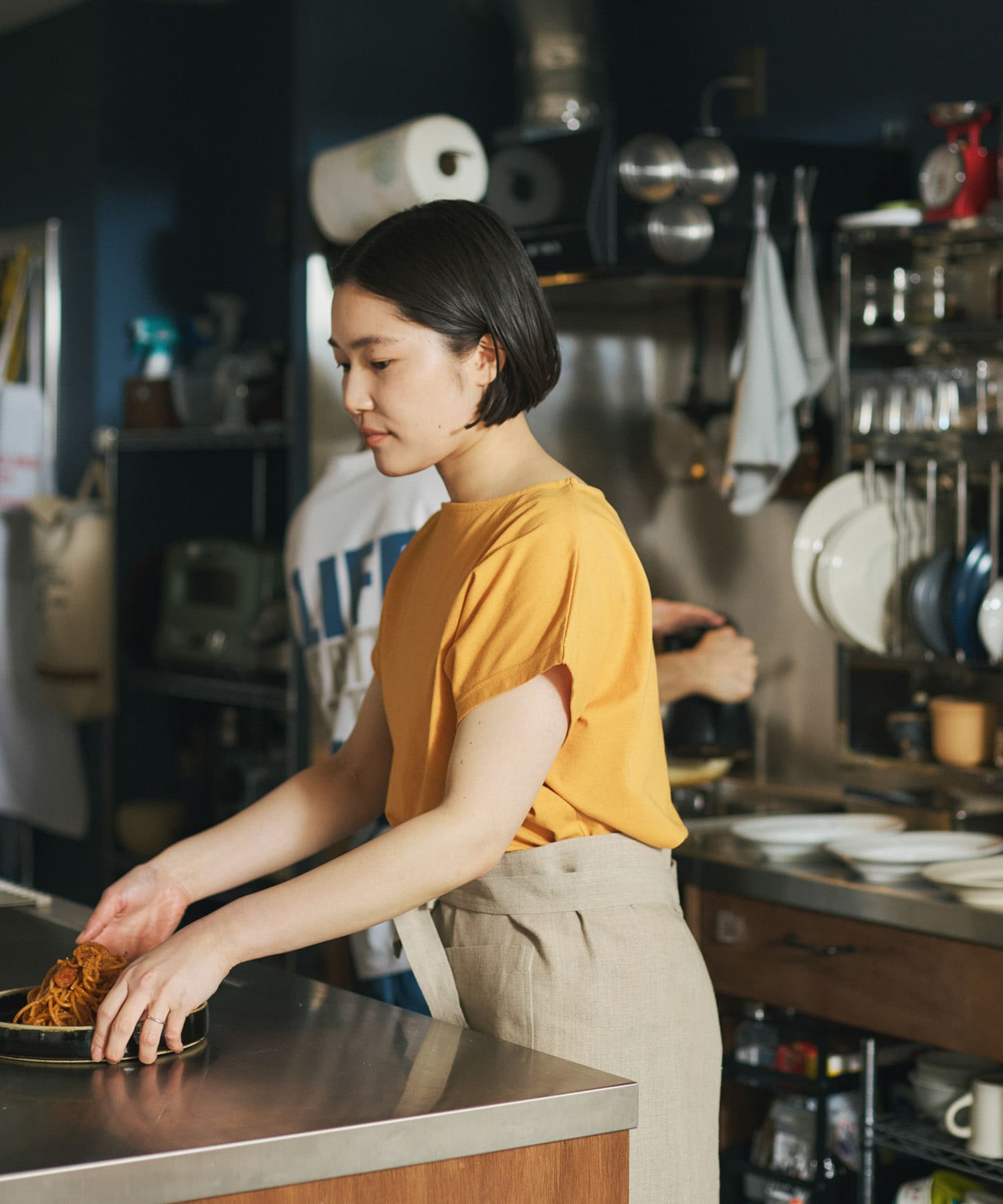 add fabrics オーバーフレンチTシャツ ORANGE M