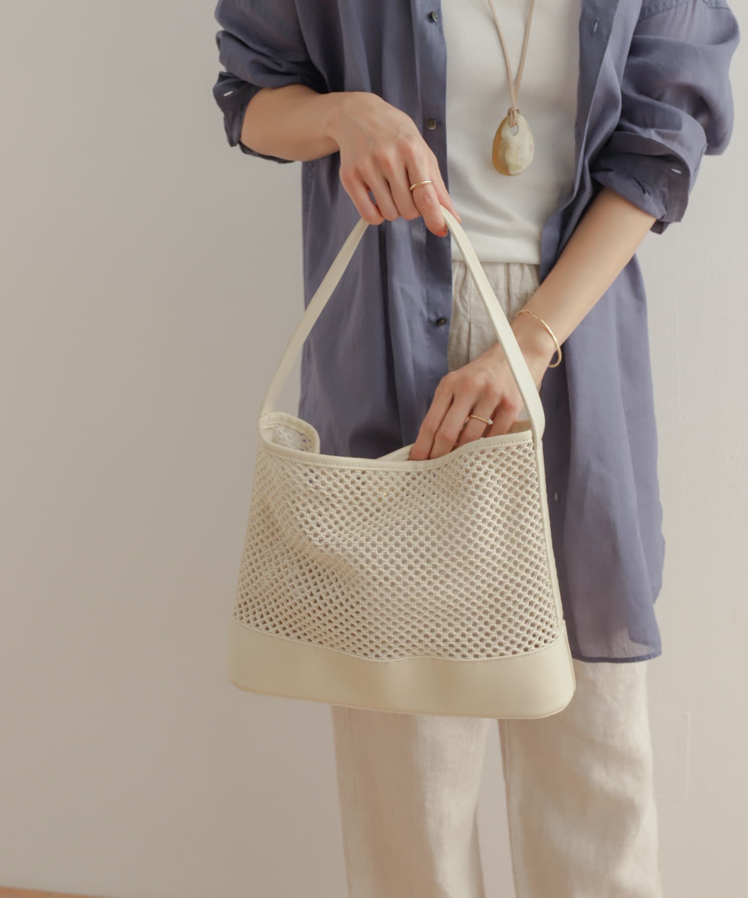 メッシュワンショルダーバッグ IVORY -