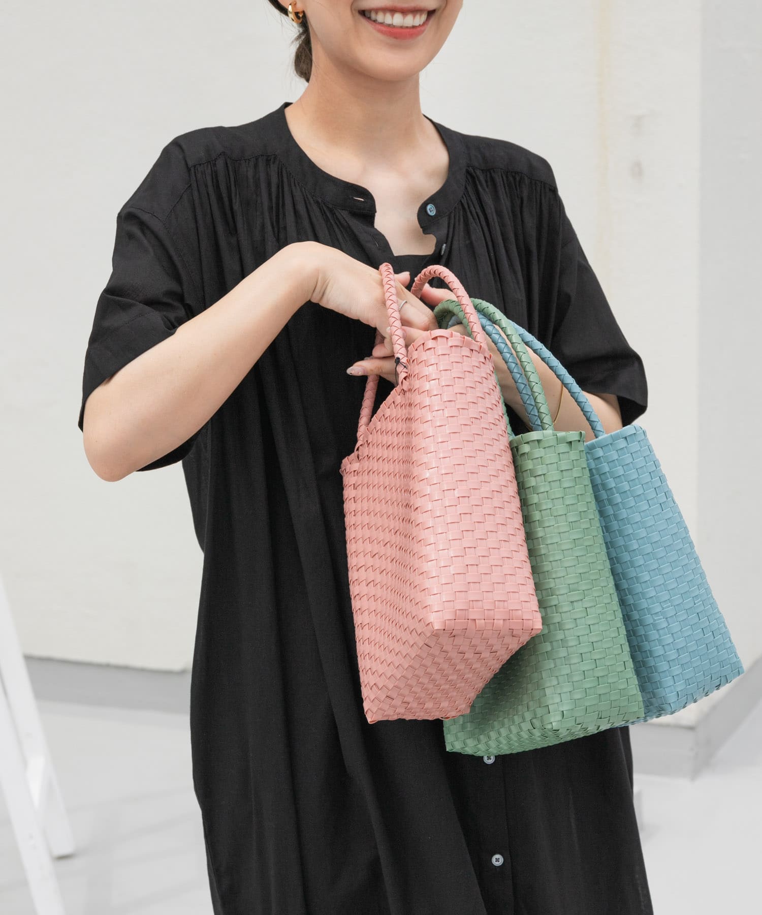 メルカドバッグ　ピンク MERCADO BAG - ROMBO - Metallic Pink / White (L) | Letra