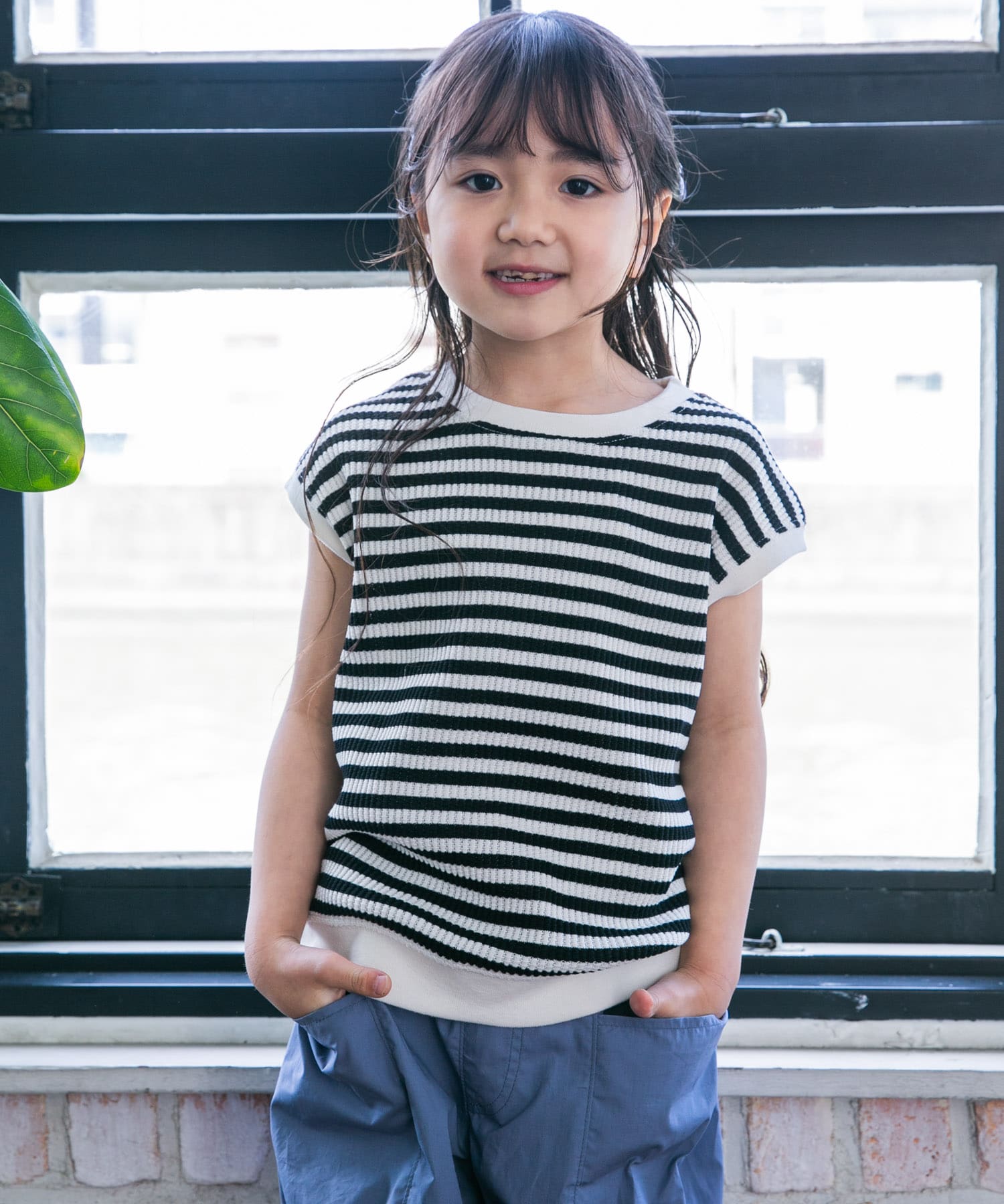 変形ワッフルノースリーブプルオーバー(KIDS)